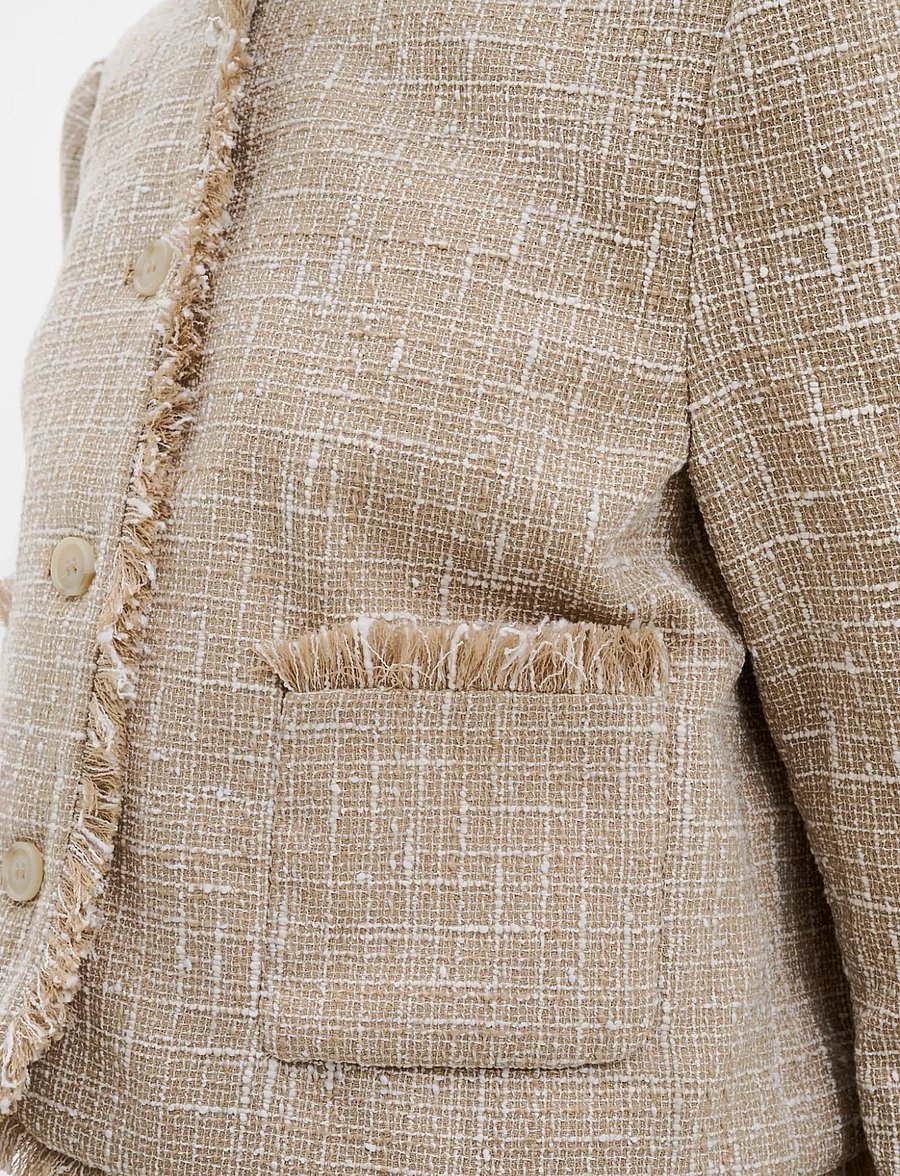 Malina - Fia Fringe Trimmed Boucle Jacket - Õhukesed jakid - boucle beige - 4
