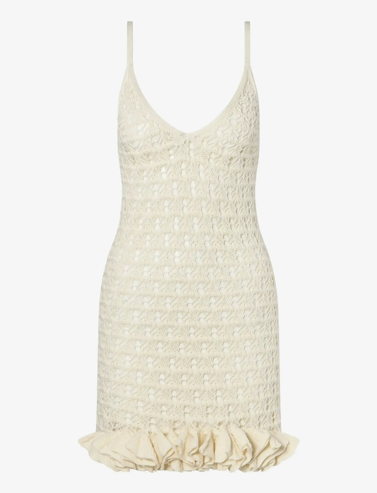 Malina - Nelle Pointelle Ruffled Mini Dress - kurze kleider - vanilla - 1