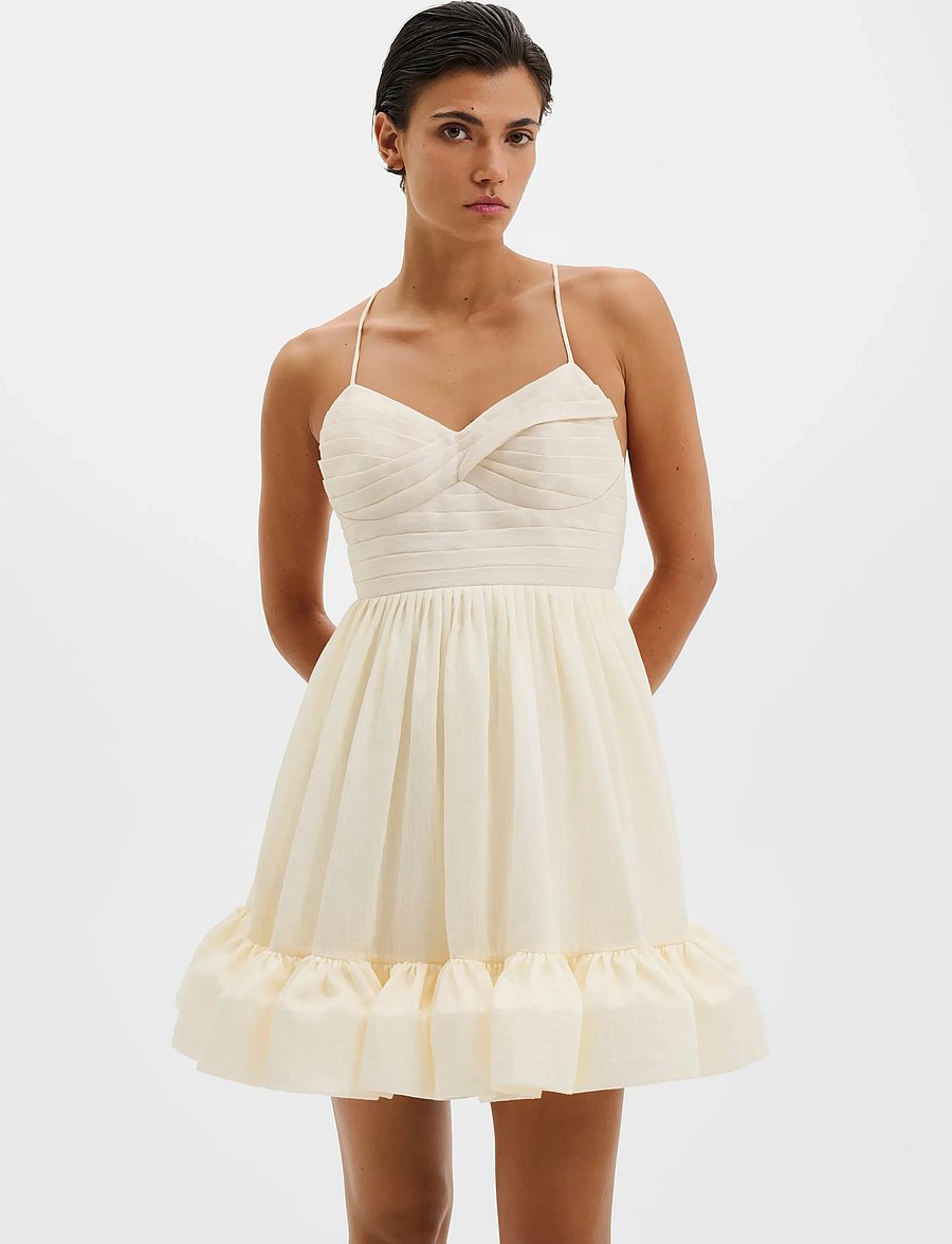 Malina - Hera Tie-Back Ruffled Mini Dress - kurze kleider - pearl - 2