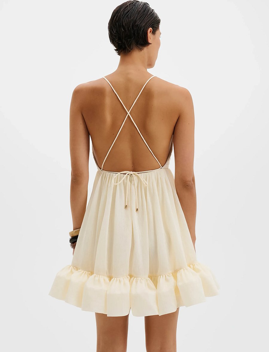 Malina - Hera Tie-Back Ruffled Mini Dress - kurze kleider - pearl - 3