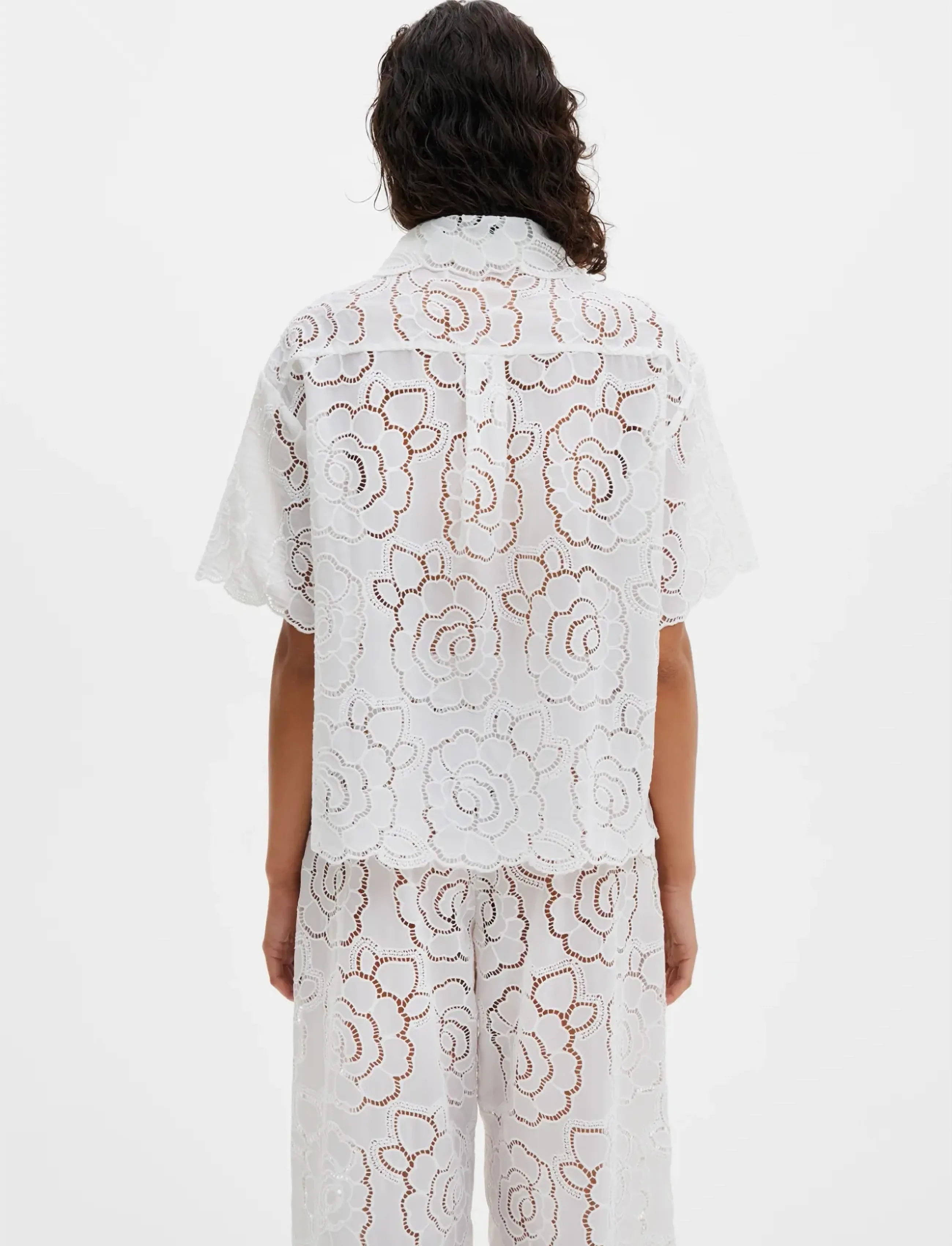 Malina - Claudia Short Sleeve Lace Shirt - chemises en jeans - white - 2