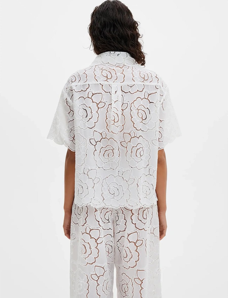 Malina - Claudia Short Sleeve Lace Shirt - chemises en jeans - white - 2