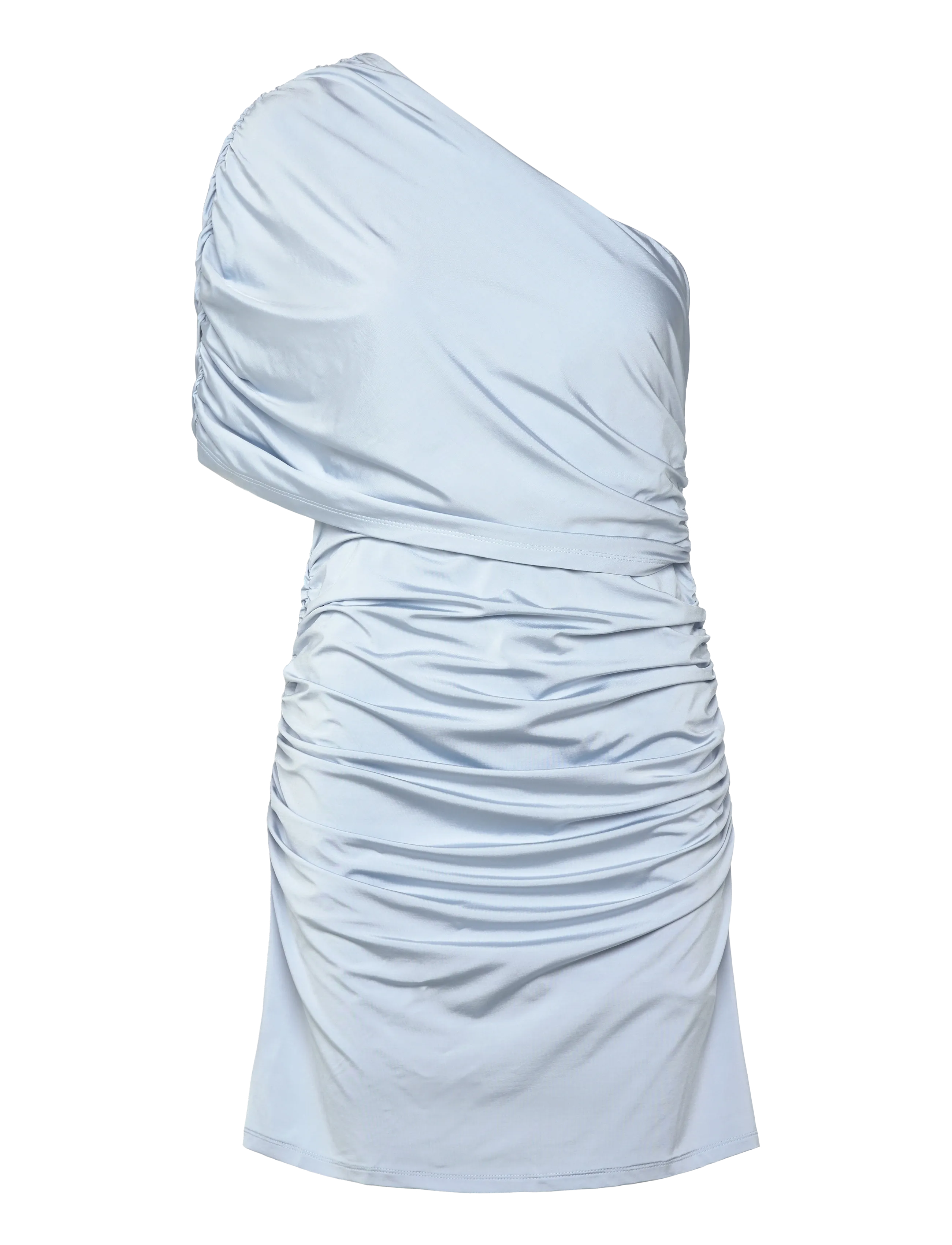 MALINA Jennica Draped One Schulter Jersey Mini Kleid Blau - XL - Damen