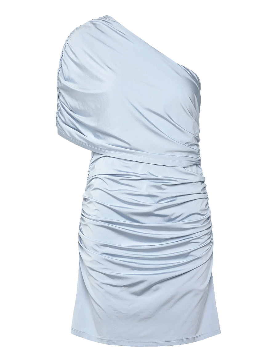 Malina - Jennica Draped One Shoulder Jersey Mini Dress - party dresses - sky - 1