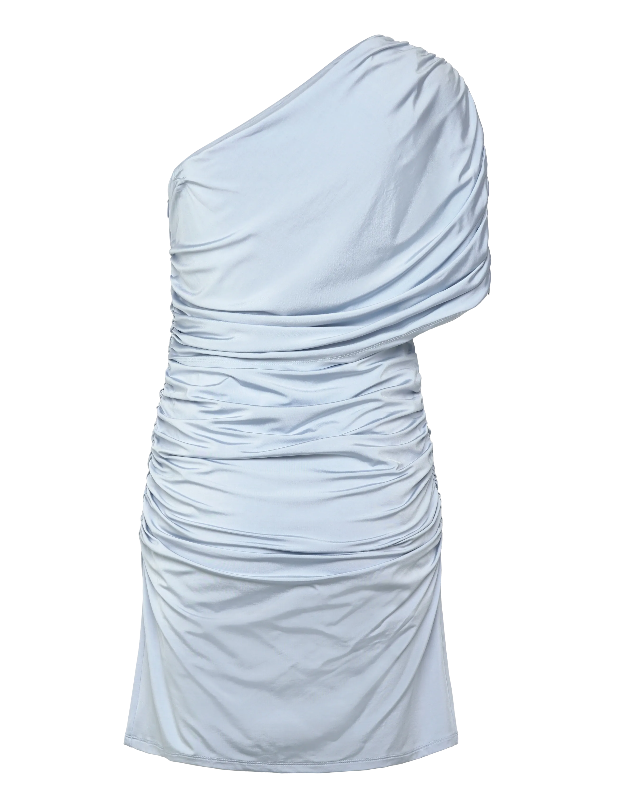 Malina - Jennica Draped One Shoulder Jersey Mini Dress - party dresses - sky - 2
