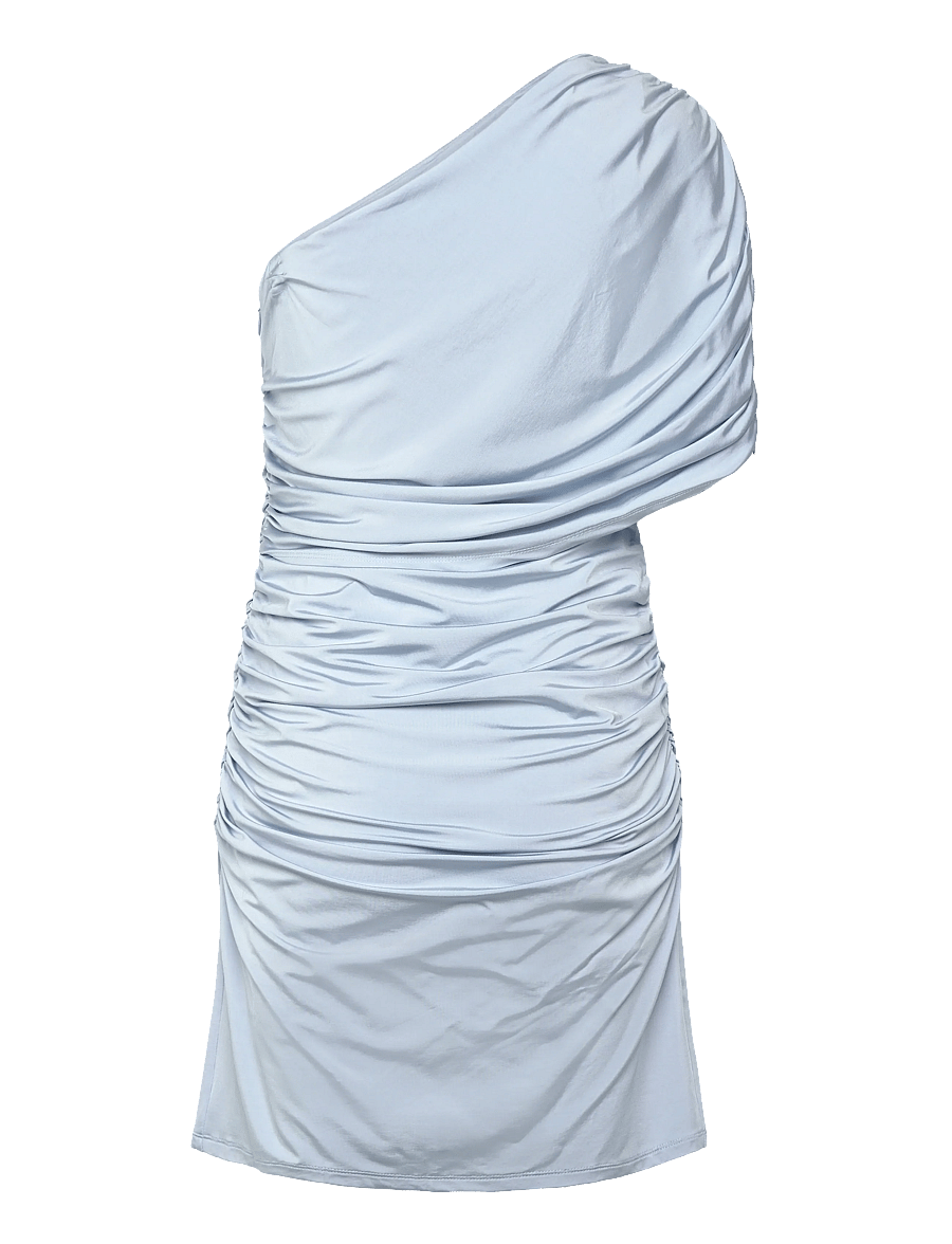 Malina - Jennica Draped One Shoulder Jersey Mini Dress - party dresses - sky - 2