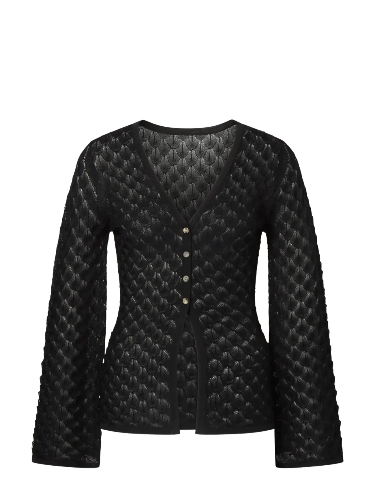 Malina Ayla Pointelle Knitted Cardigan - Uus - BLACK / black