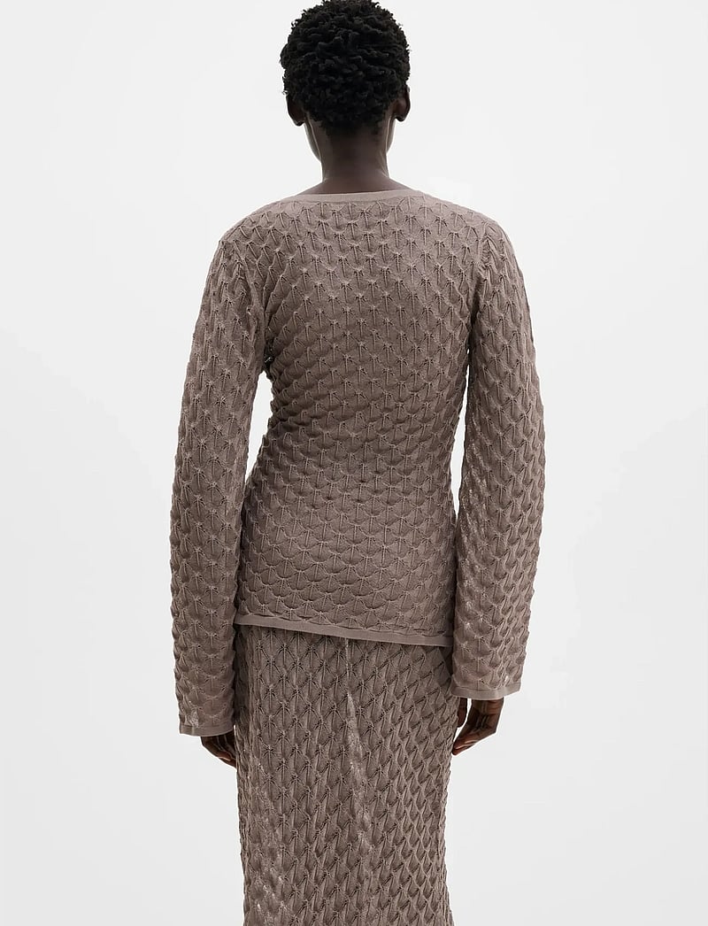 Malina - Ayla Pointelle Knitted Cardigan - cardigans - taupe - 2