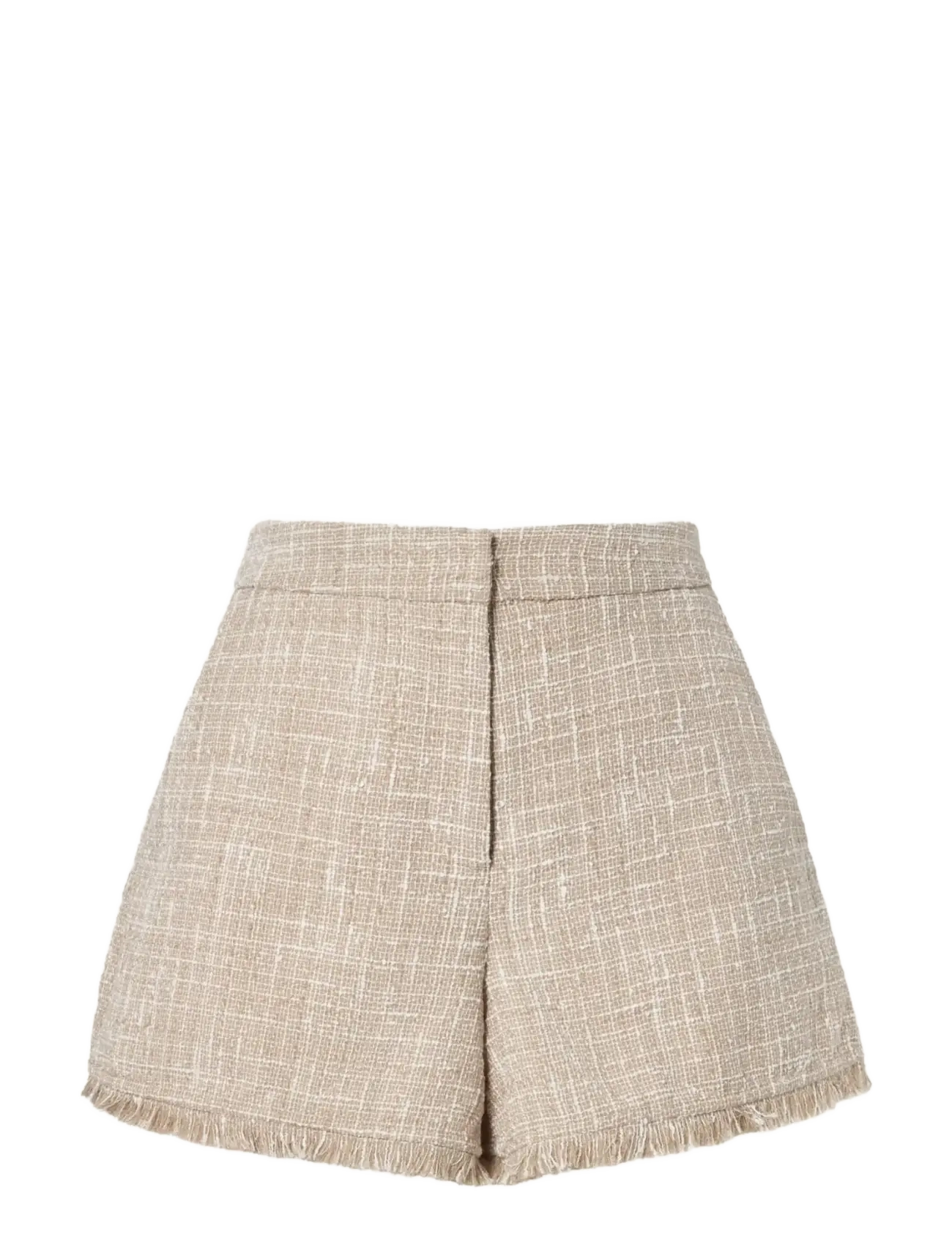 MALINA Jovie Fringe Trimmed Boucle Shorts Beige - 38 - Damen
