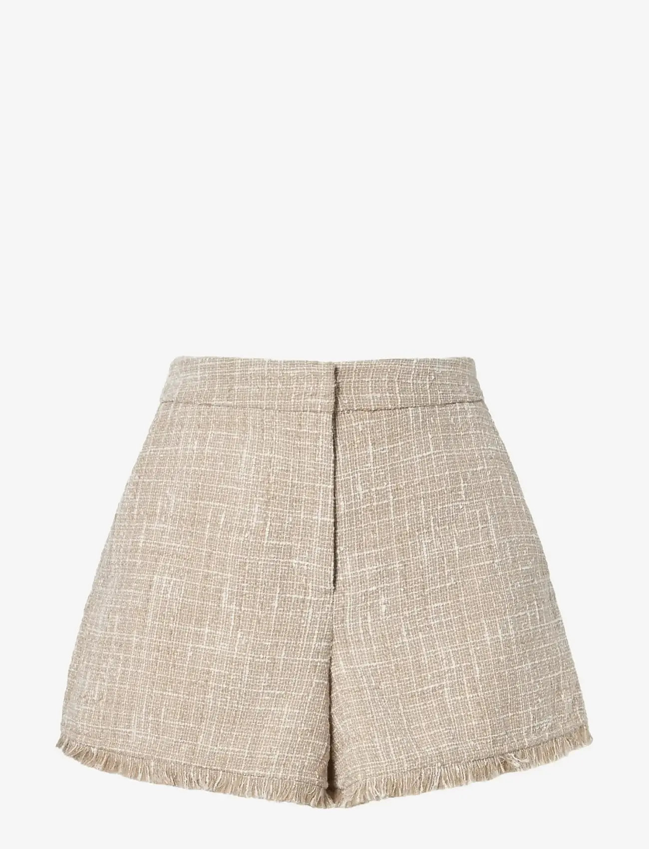 Malina - Jovie Fringe Trimmed Boucle Shorts - casual shorts - boucle beige - 1