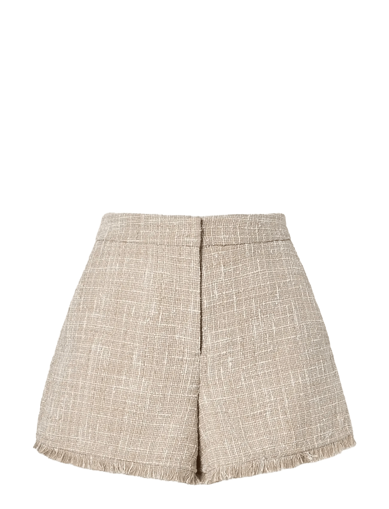 Malina - Jovie Fringe Trimmed Boucle Shorts - casual shorts - boucle beige - 1