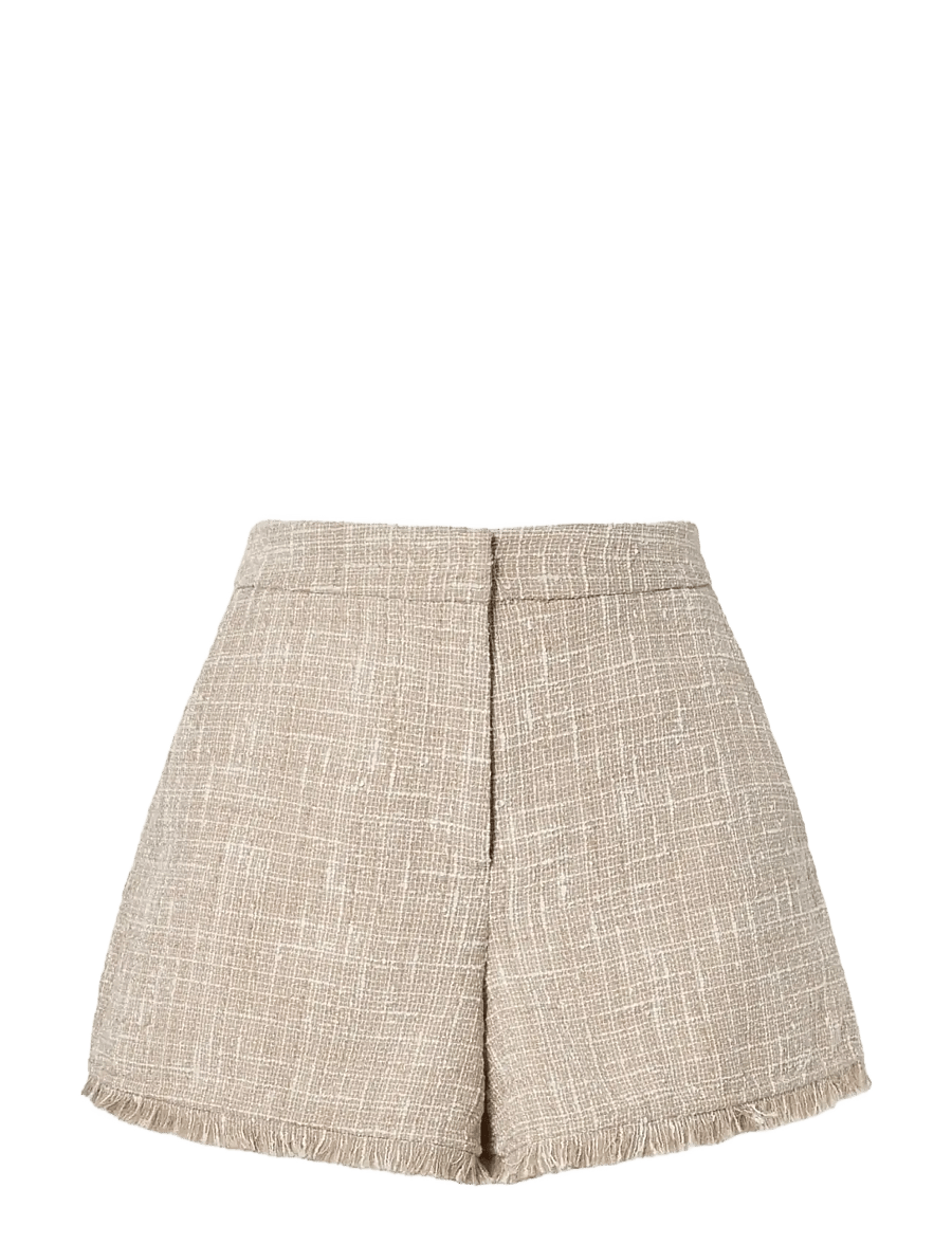 Malina - Jovie Fringe Trimmed Boucle Shorts - freizeitshorts - boucle beige - 1