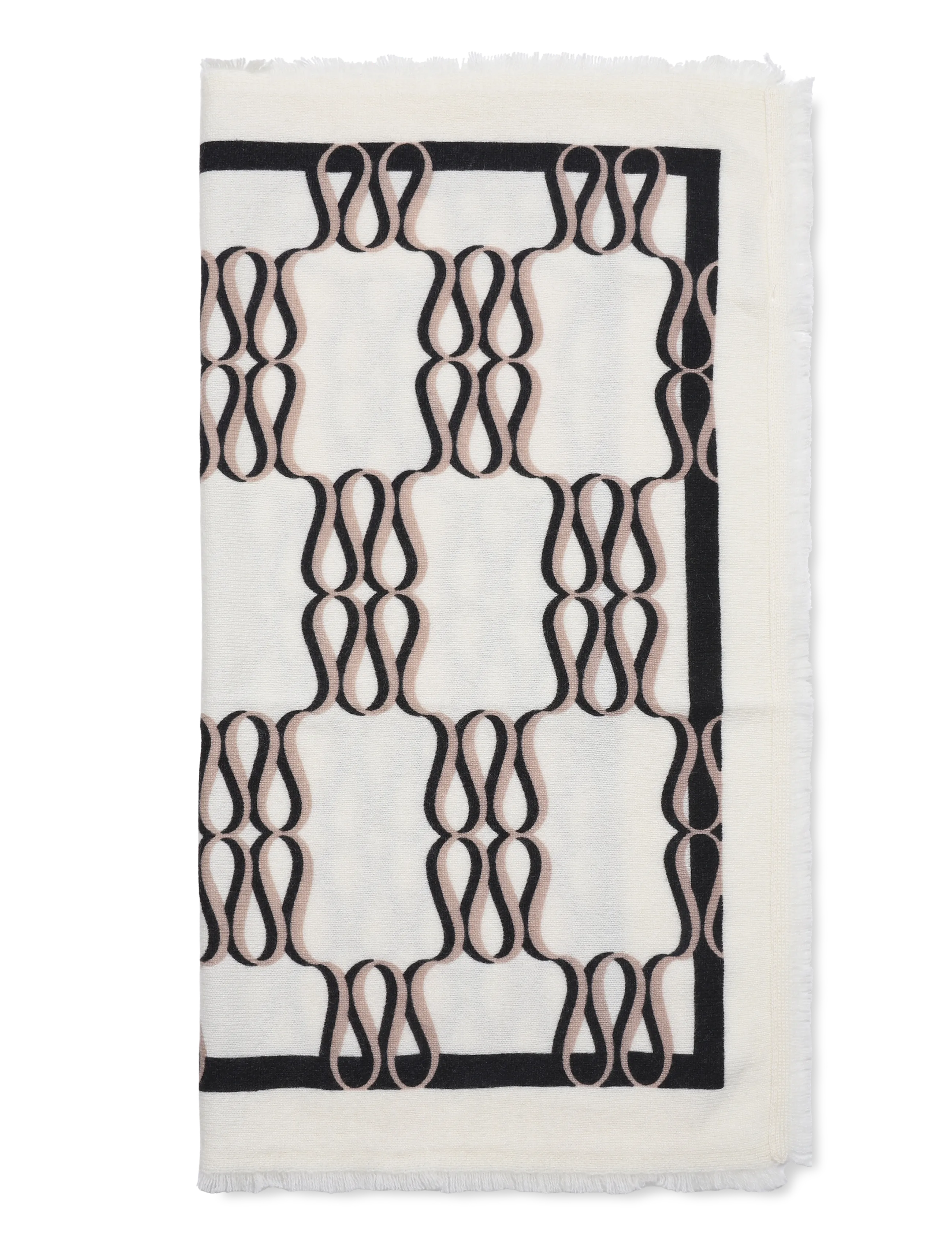 Malina - Monogram Cashmere Scarf - kaszmir - monogram cream - 2