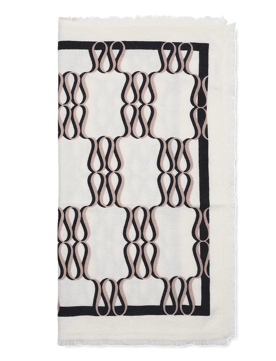 Malina - Monogram Cashmere Scarf - kaszmir - monogram cream - 2