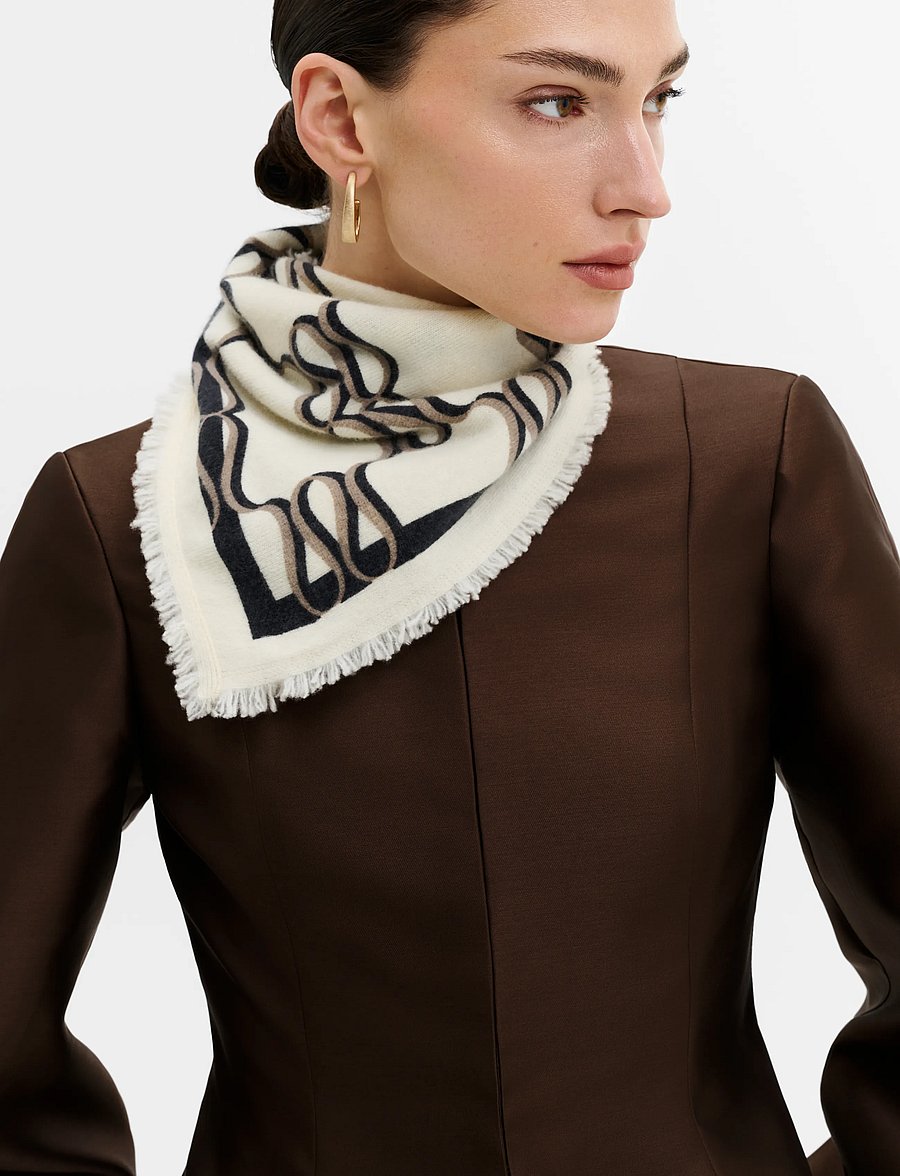 Malina - Monogram Cashmere Scarf - kaschmir - monogram cream - 0