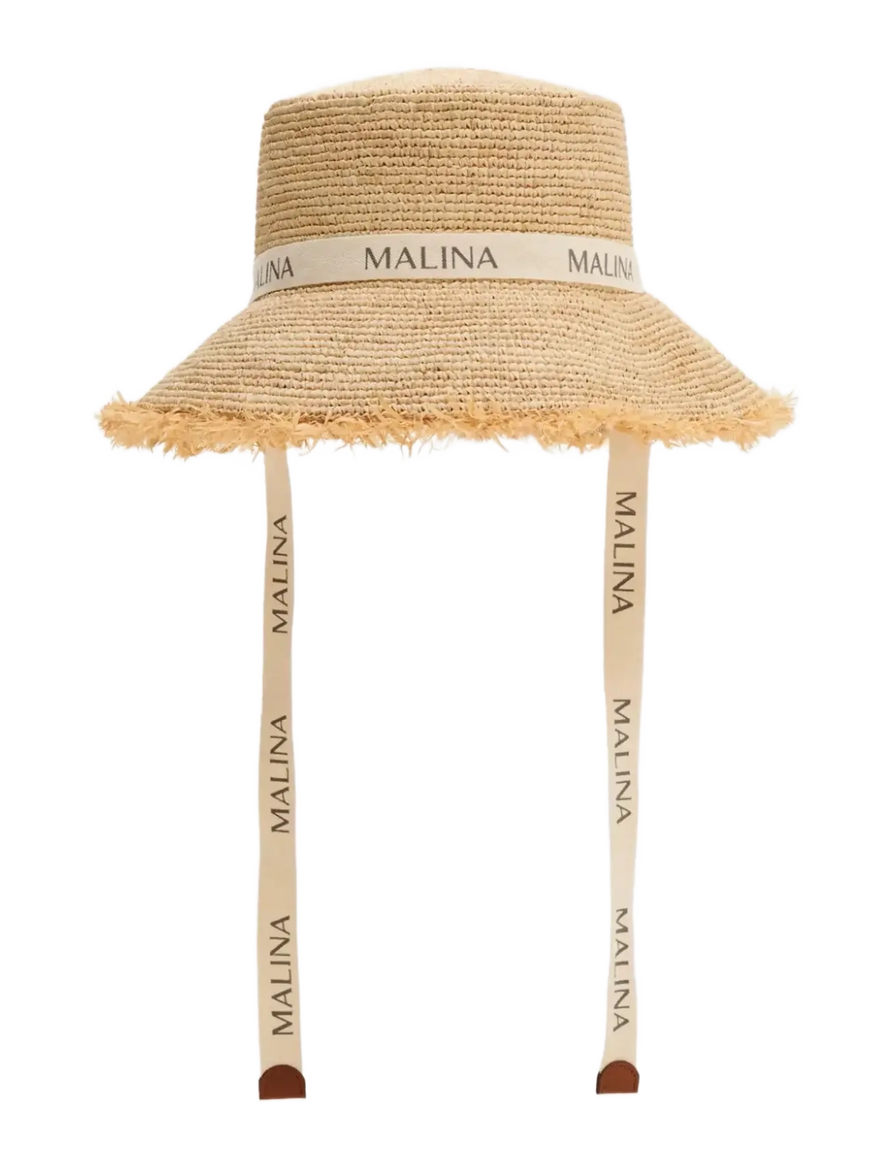 Malina Judith Fringe Trimmed Raffia Hat - Hatut - NATURAL / brown