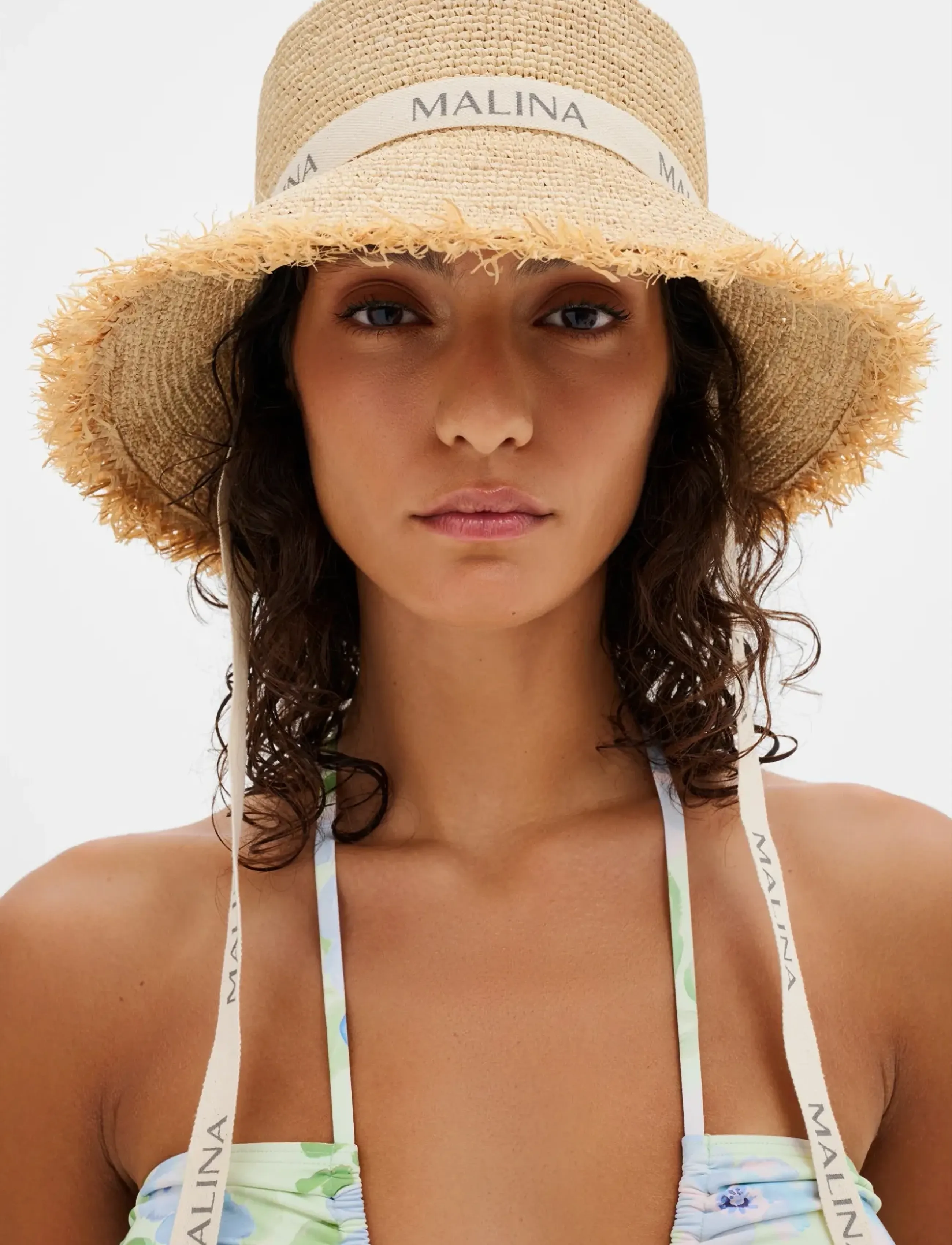 Malina Judith Fringe Trimmed Raffia Hat - Malina - NATURAL / brown