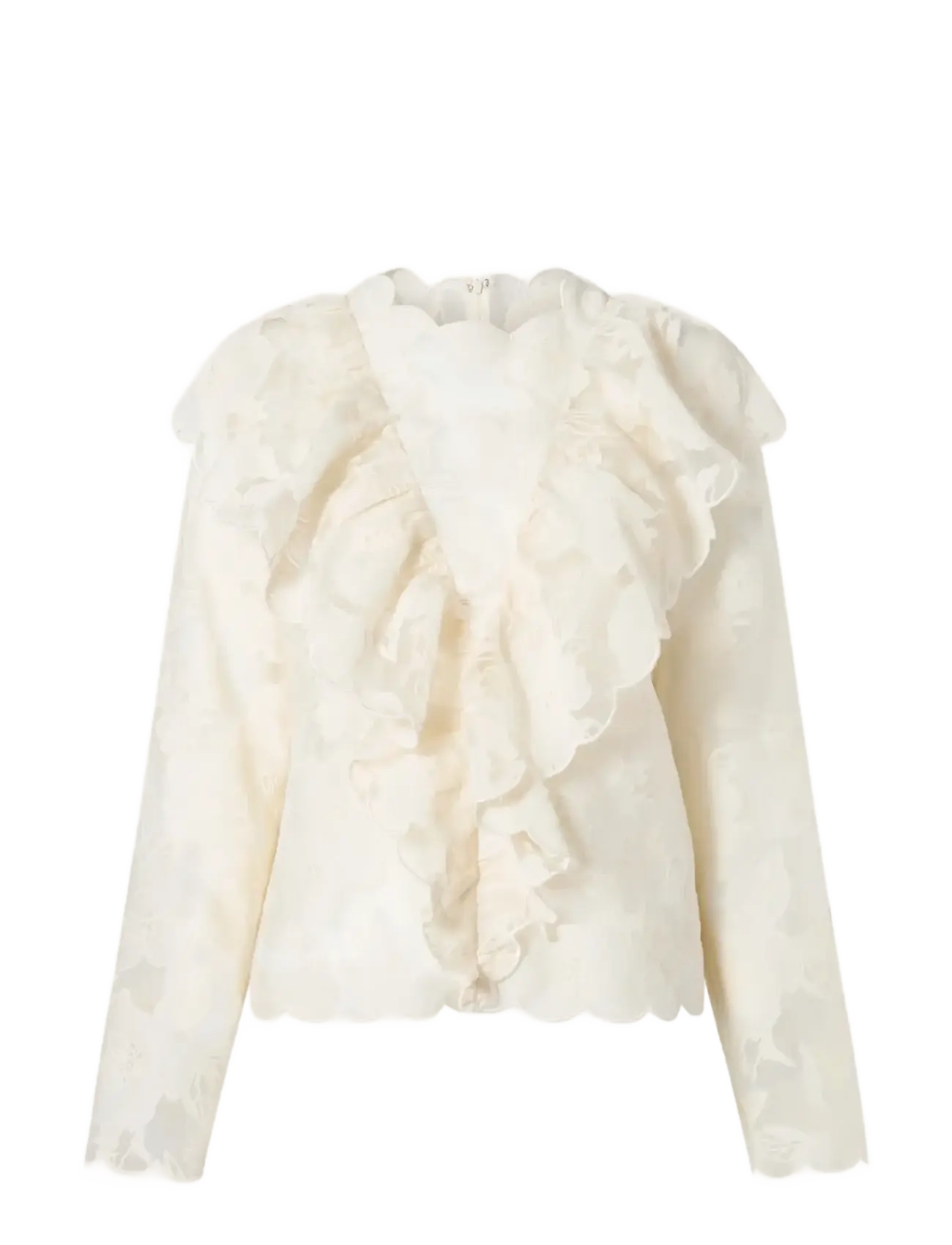 MALINA Sansa Ruffled Strickjacke Bluse Cream - 36 - Damen