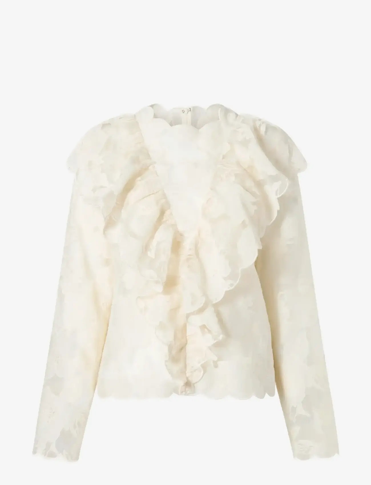 Malina - Sansa Ruffled Lace Blouse - langärmlige blusen - vanilla - 1