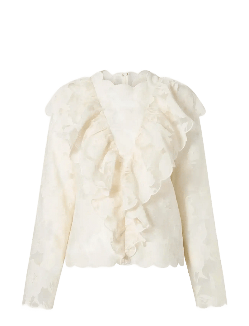 Malina - Sansa Ruffled Lace Blouse - pikkade varrukatega pluusid - vanilla - 1