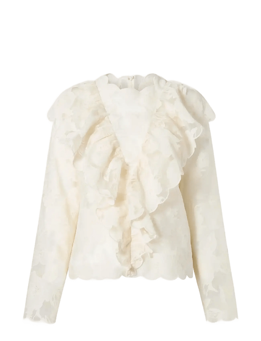 Malina - Sansa Ruffled Lace Blouse - pikkade varrukatega pluusid - vanilla - 1