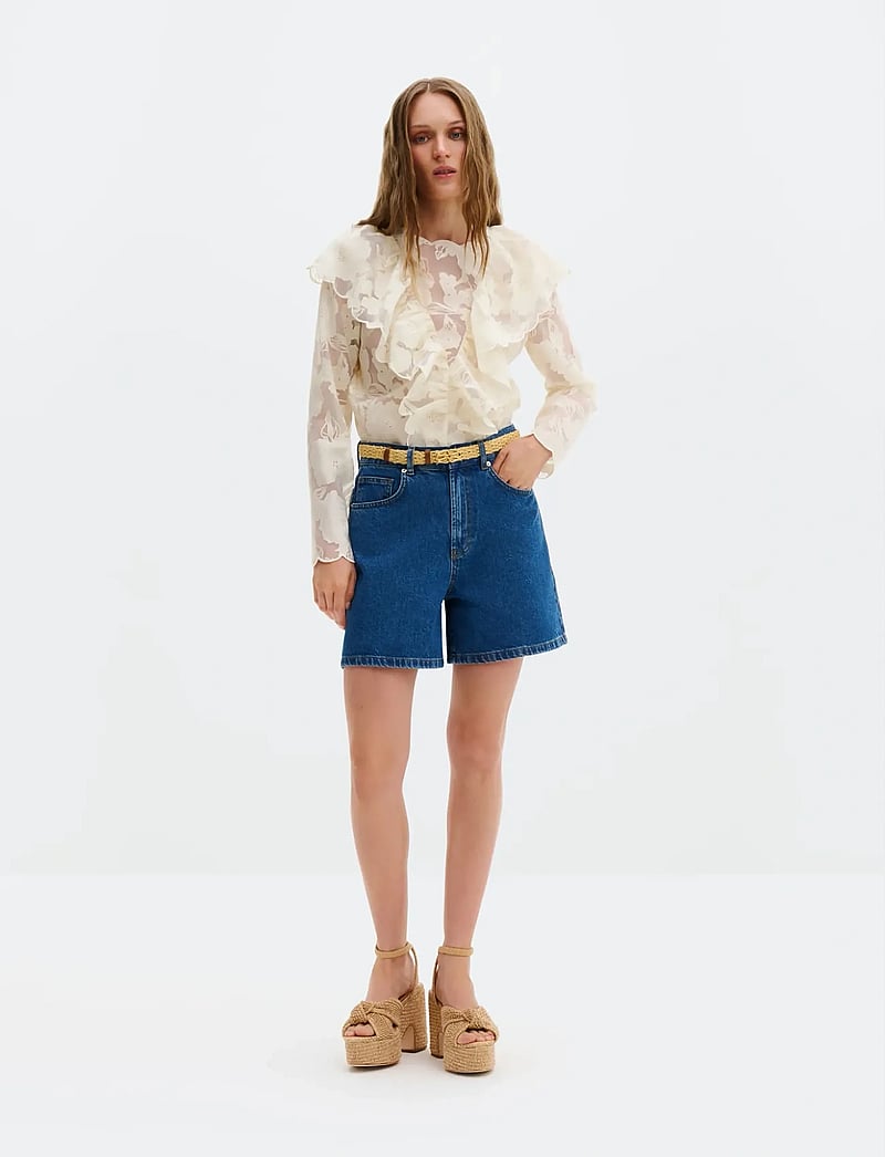 Malina - Sansa Ruffled Lace Blouse - pikkade varrukatega pluusid - vanilla - 5