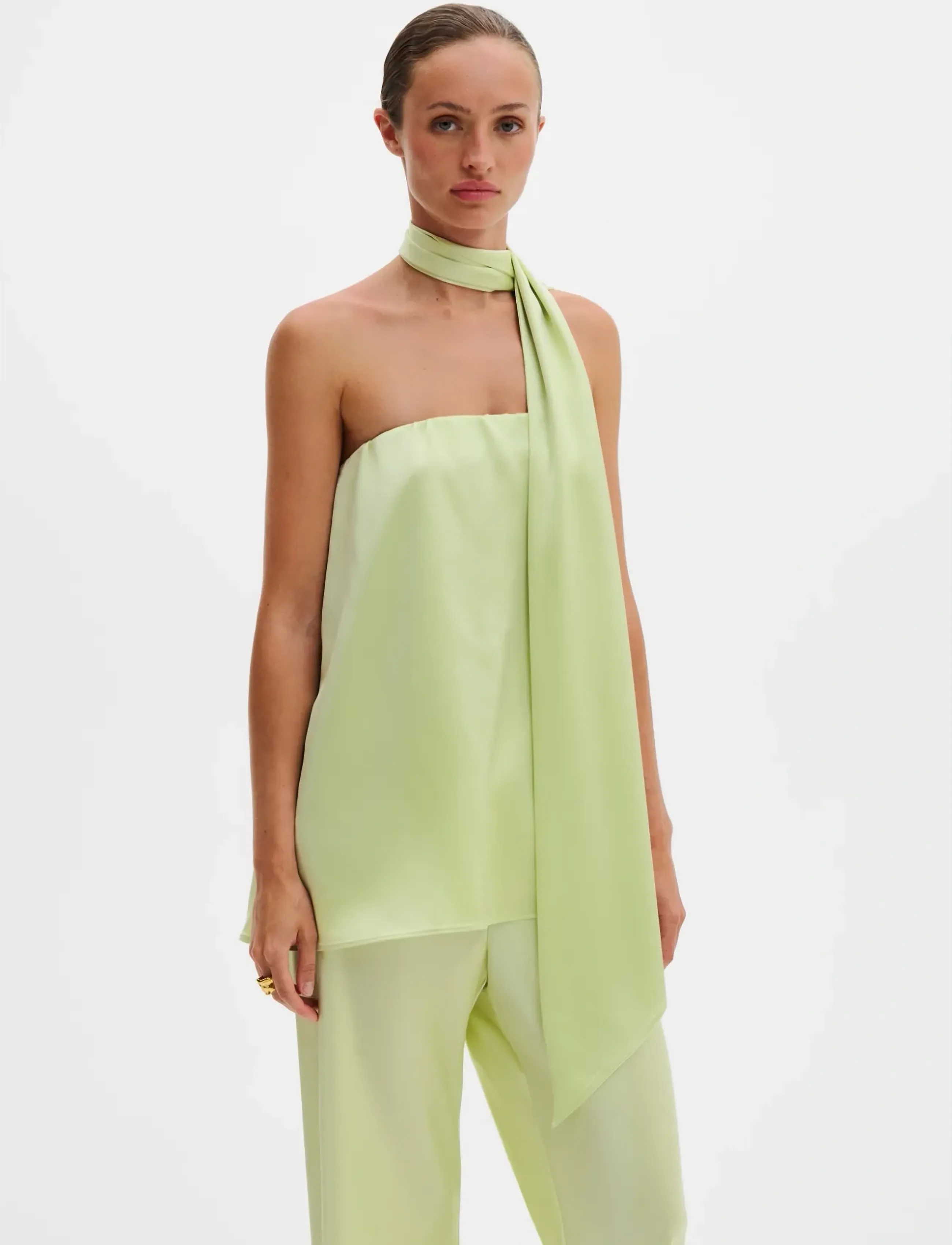 Malina Zelda Scarf Detail Top, 42, Green, Bluser > Uden Ærmer, Dame