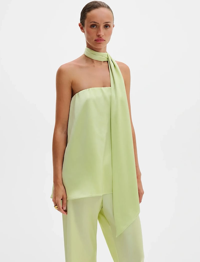 Malina - Zelda Scarf Detail Top - varrukateta pluusid - pistachio - 0