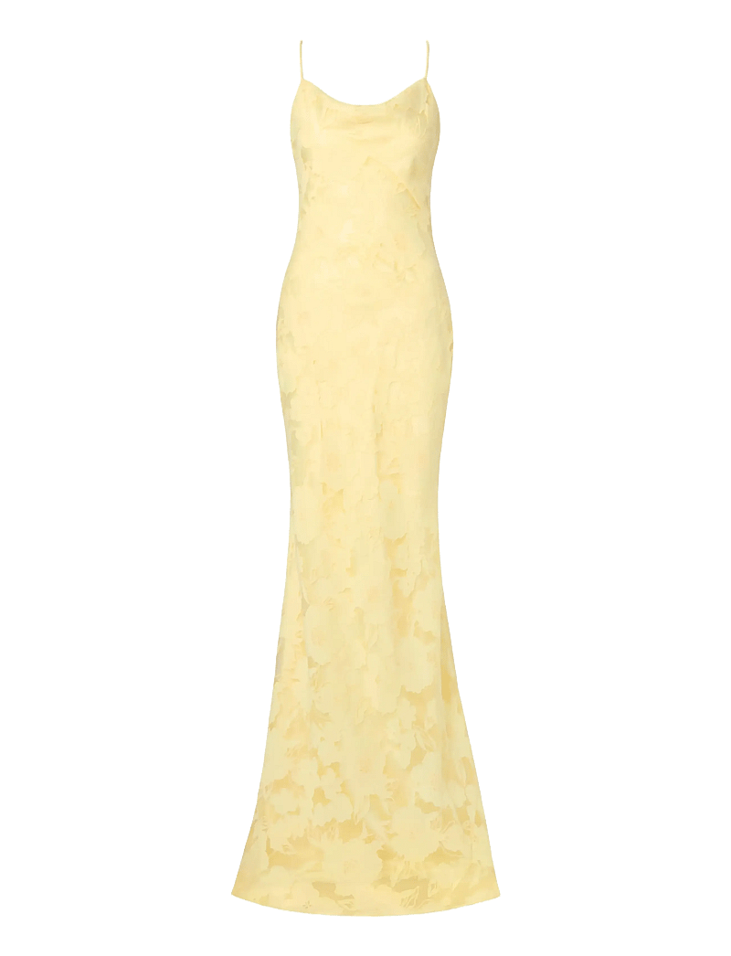 Malina - Sorelle Lace Slip Maxi Dress - maxiklänningar - light lemon - 1