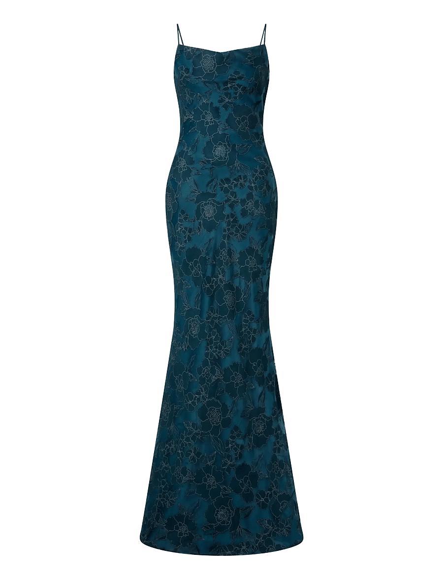 Malina - Sorelle Lace Slip Maxi Dress - maxiklänningar - teal - 1