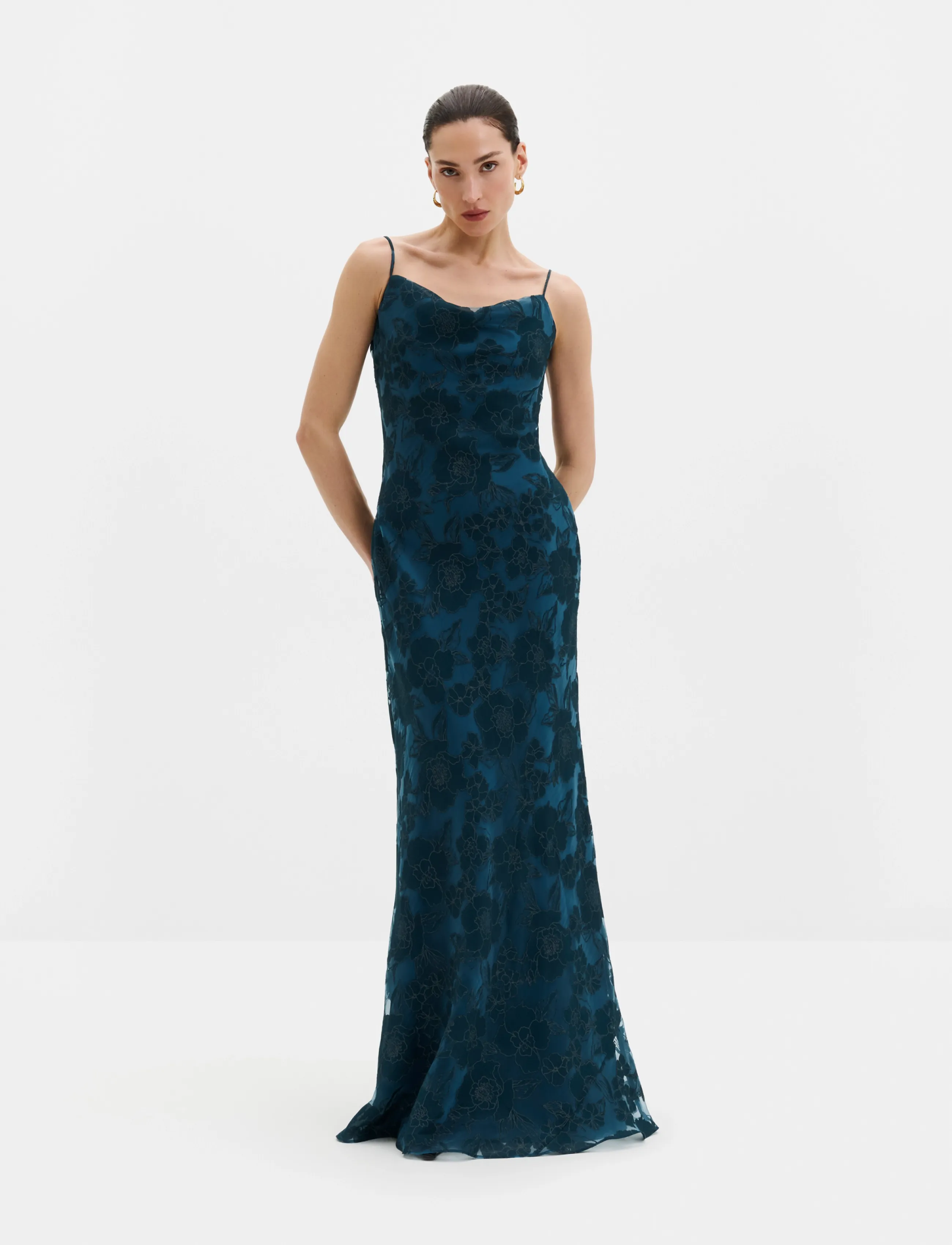 Malina Sorelle Lace Slip Maxi Dress - Kläder - TEAL / blue