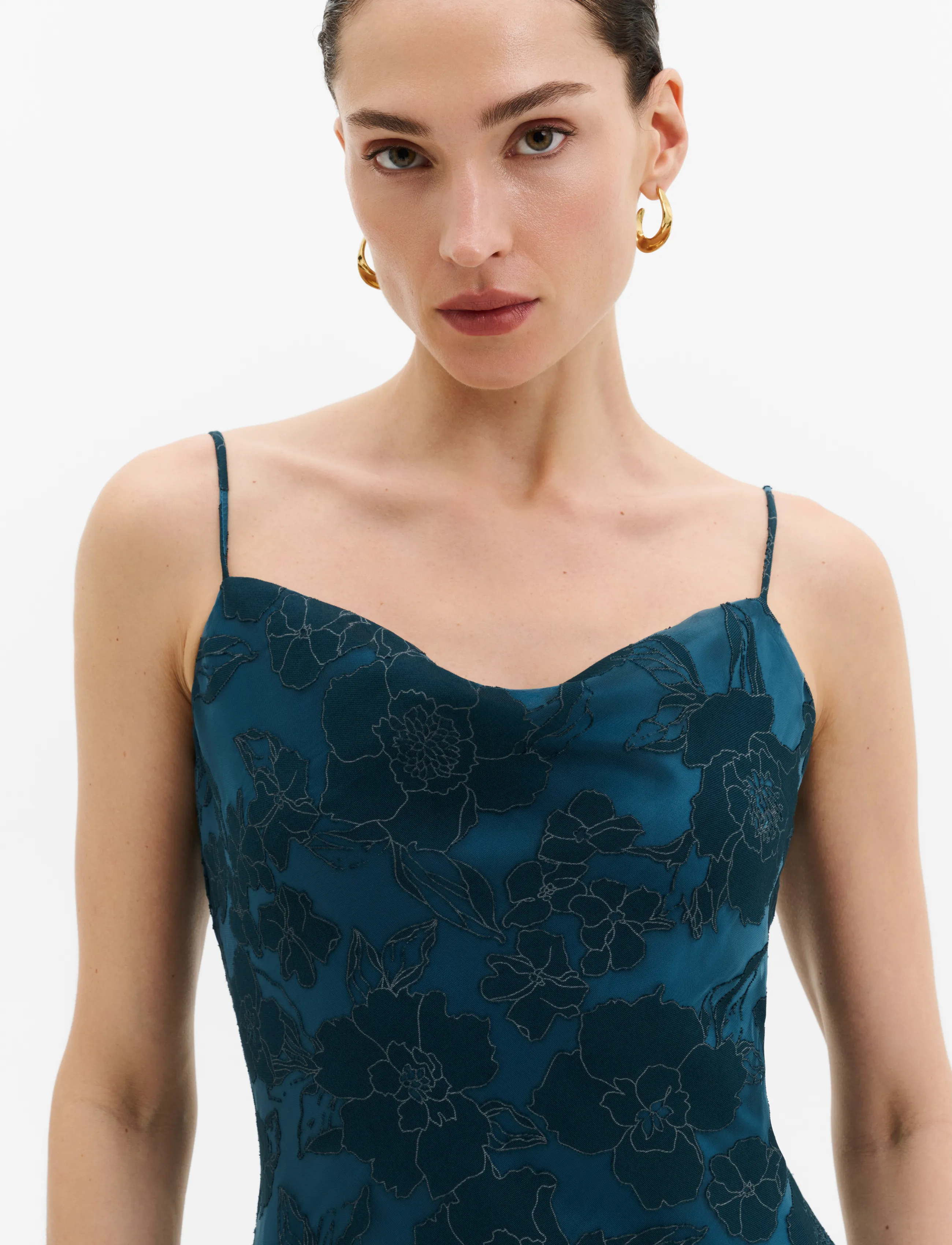 Malina - Sorelle Lace Slip Maxi Dress - maxiklänningar - teal - 3