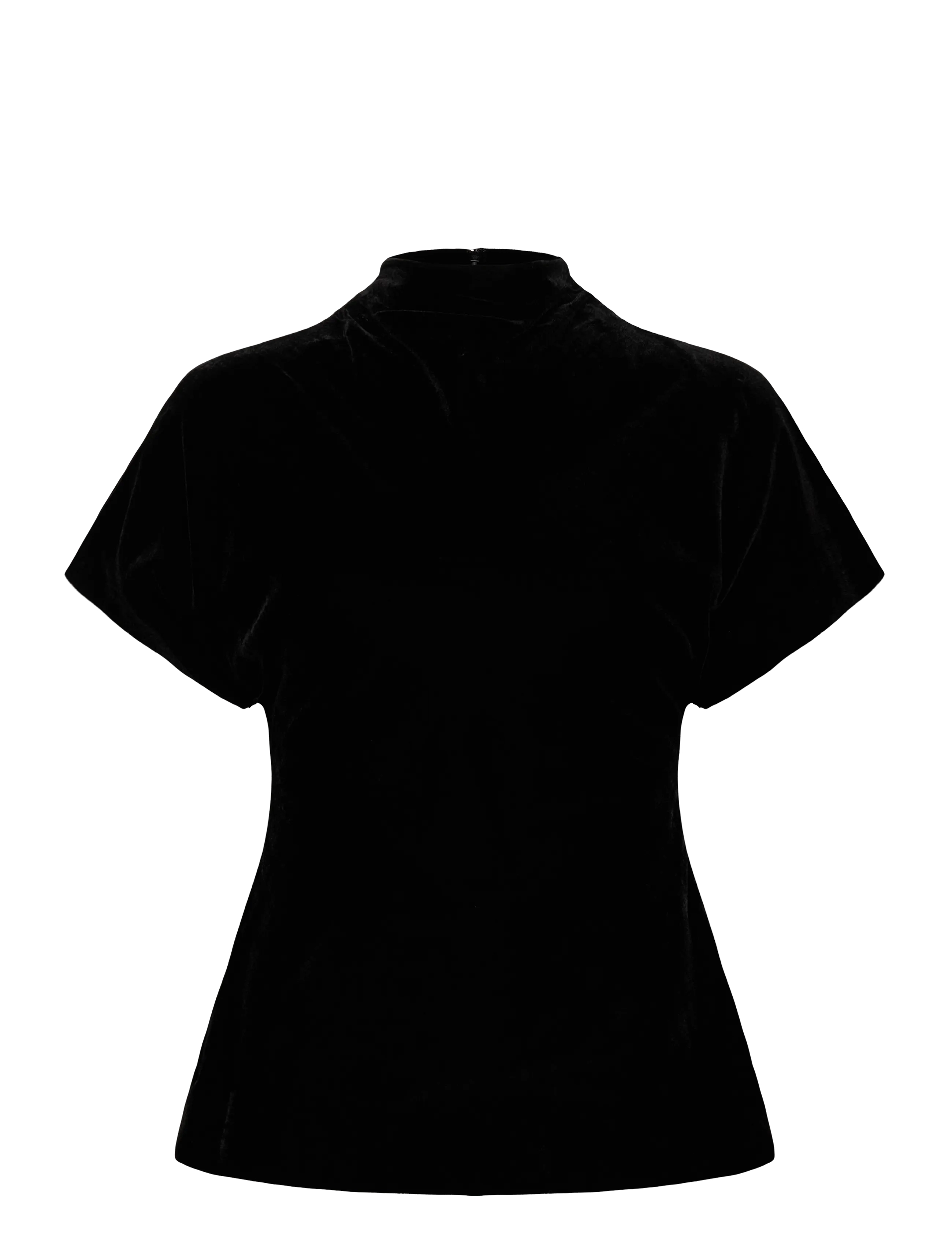 MALINA Otilia Draped Half Polo Samt Oberteil Schwarz - 36 - Damen