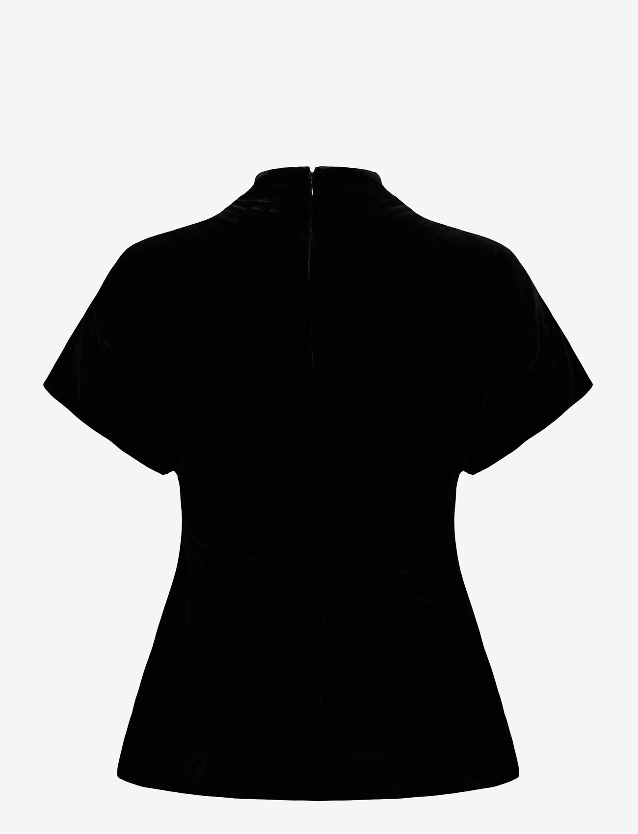 Malina - Otilia Draped Half Polo Velvet Top - t-shirts - black - 2