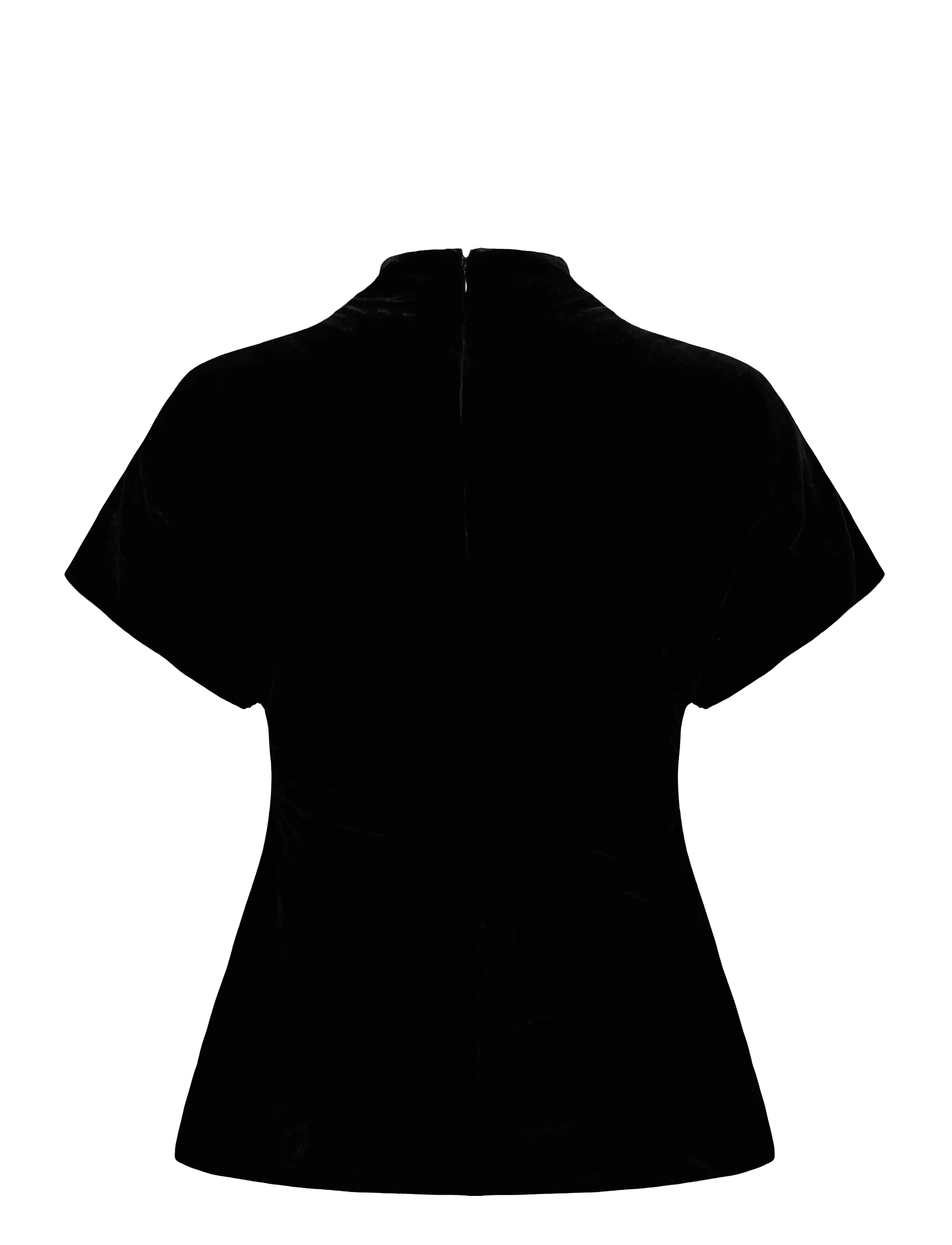 Malina - Otilia Draped Half Polo Velvet Top - t-särgid - black - 2