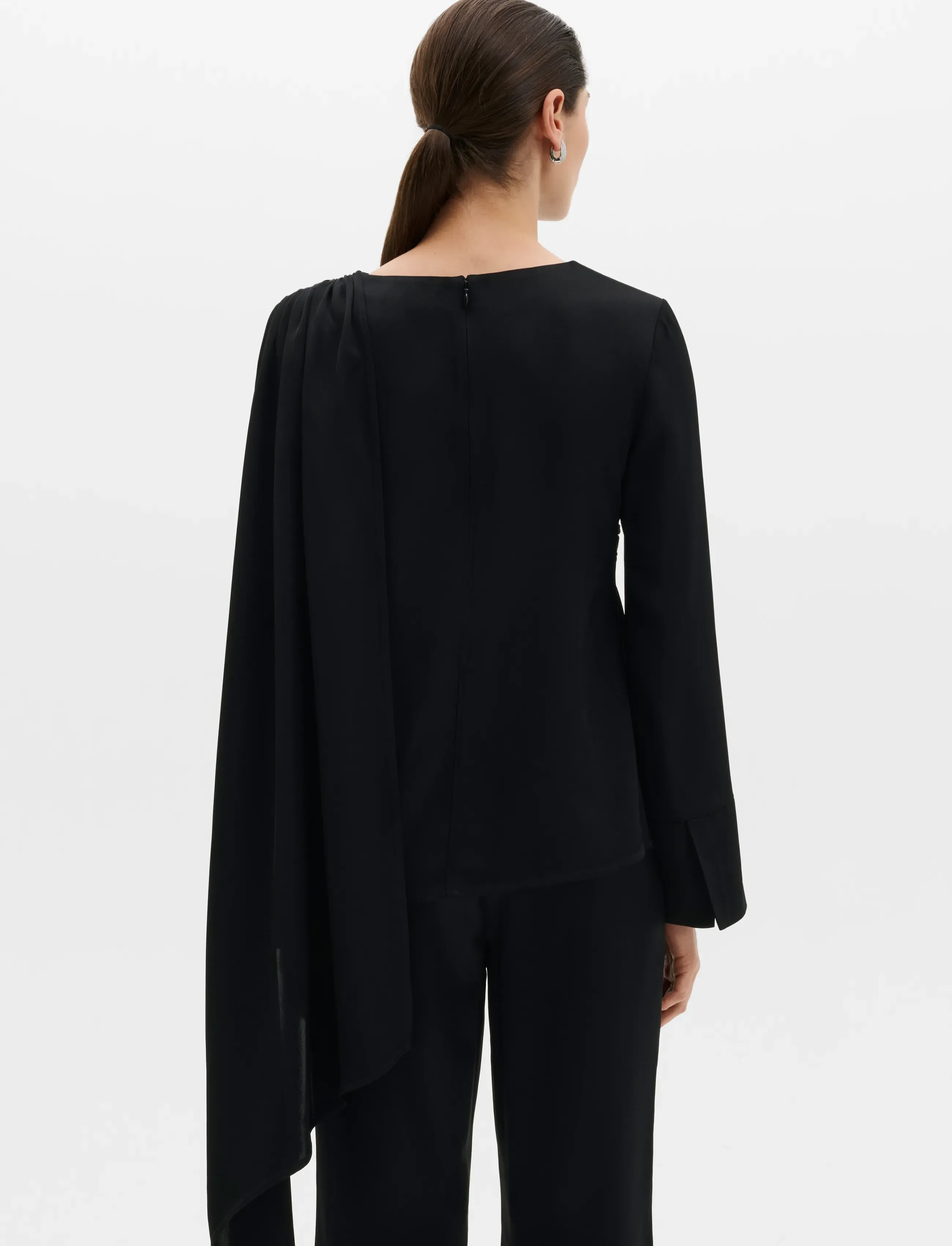 Malina - Melandy Draped Cape Blouse - langærmede bluser - black - 2