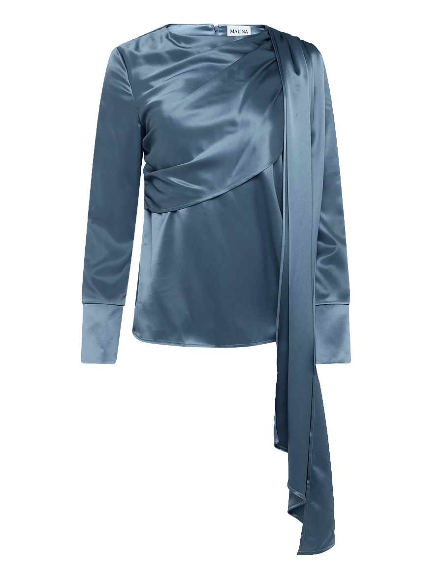 Malina - Melandy Draped Cape Blouse - pitkähihaiset puserot - steel blue - 1