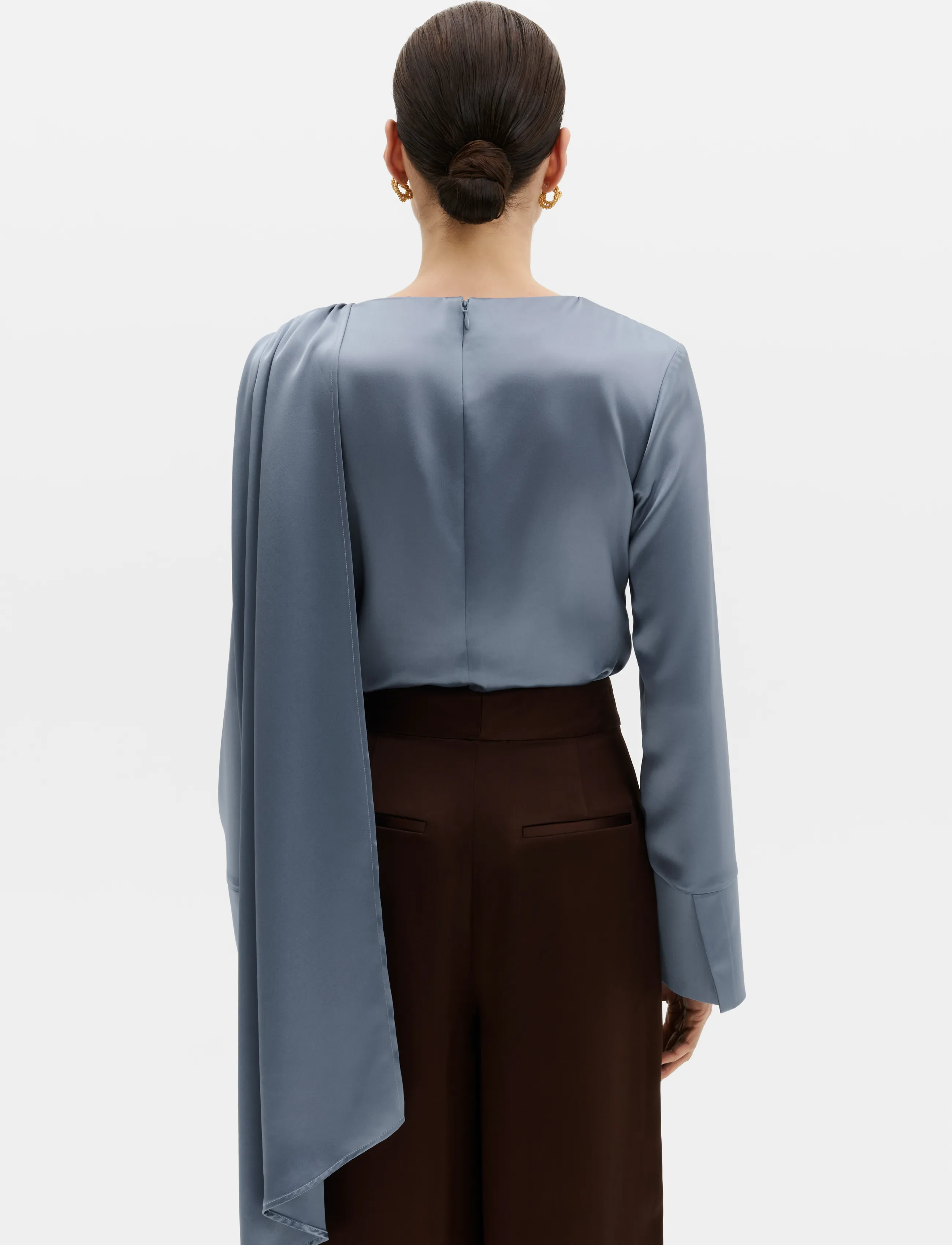 Malina - Melandy Draped Cape Blouse - langærmede bluser - steel blue - 2
