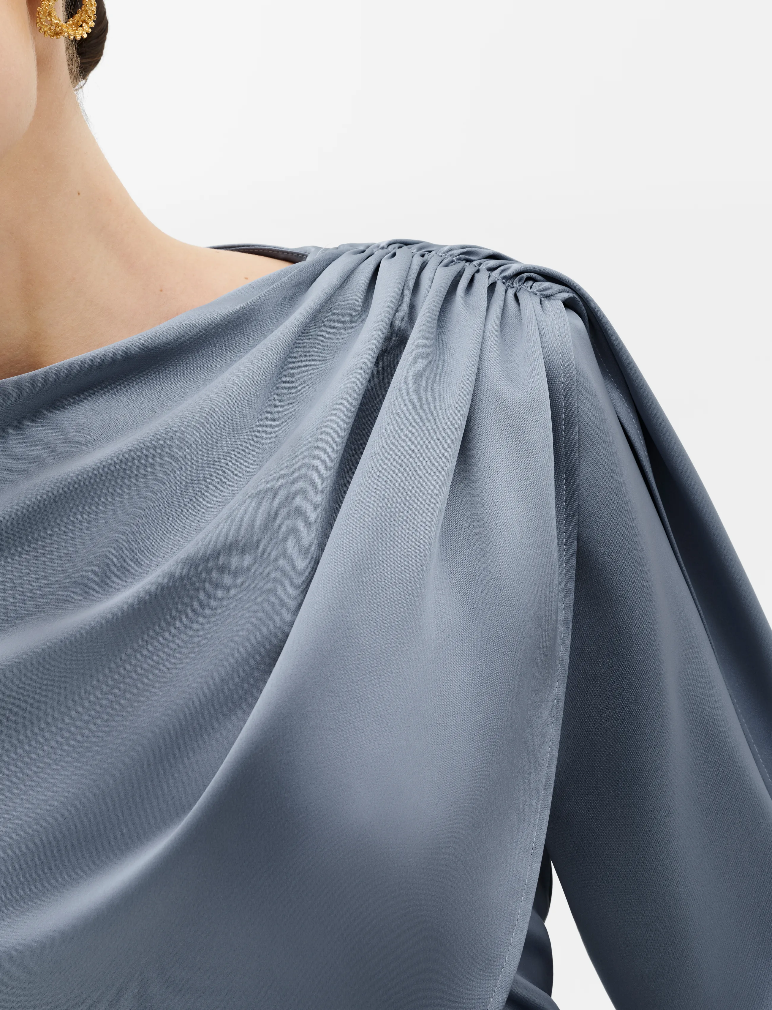 Malina - Melandy Draped Cape Blouse - langærmede bluser - steel blue - 3