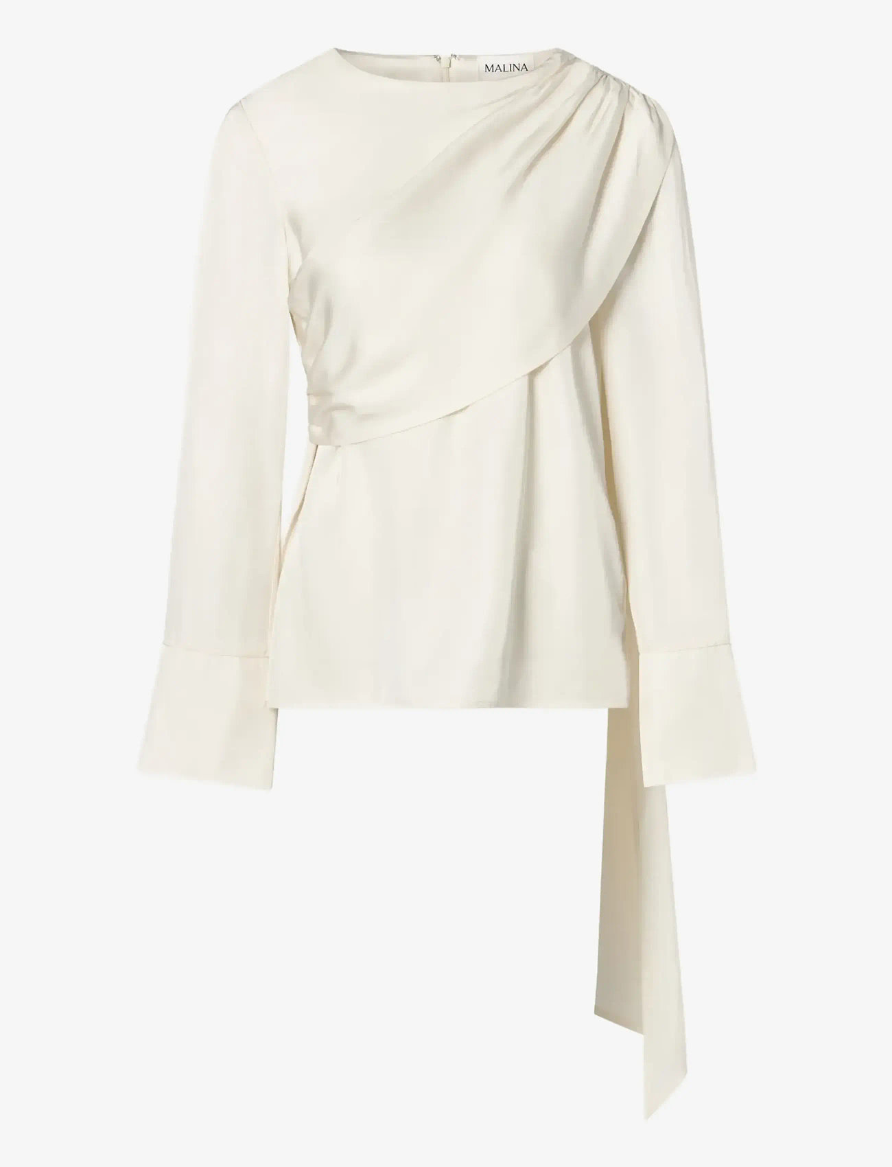Malina - Melandy Draped Cape Blouse - langermede bluser - vanilla - 1