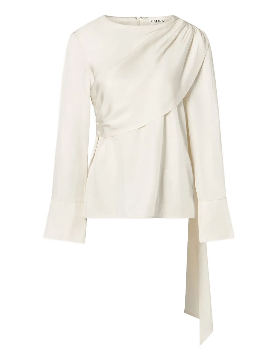 Malina - Melandy Draped Cape Blouse - langærmede bluser - vanilla - 1