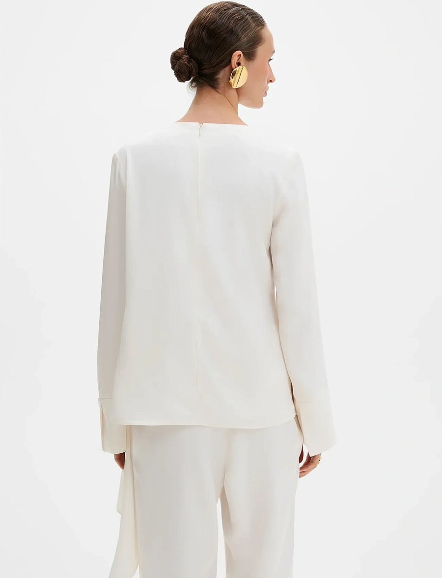 Malina - Melandy Draped Cape Blouse - langærmede bluser - vanilla - 2