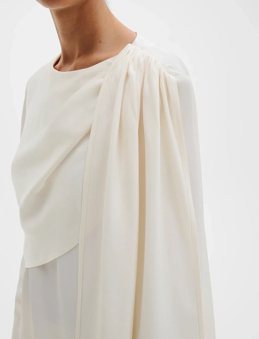 Malina - Melandy Draped Cape Blouse - langærmede bluser - vanilla - 3