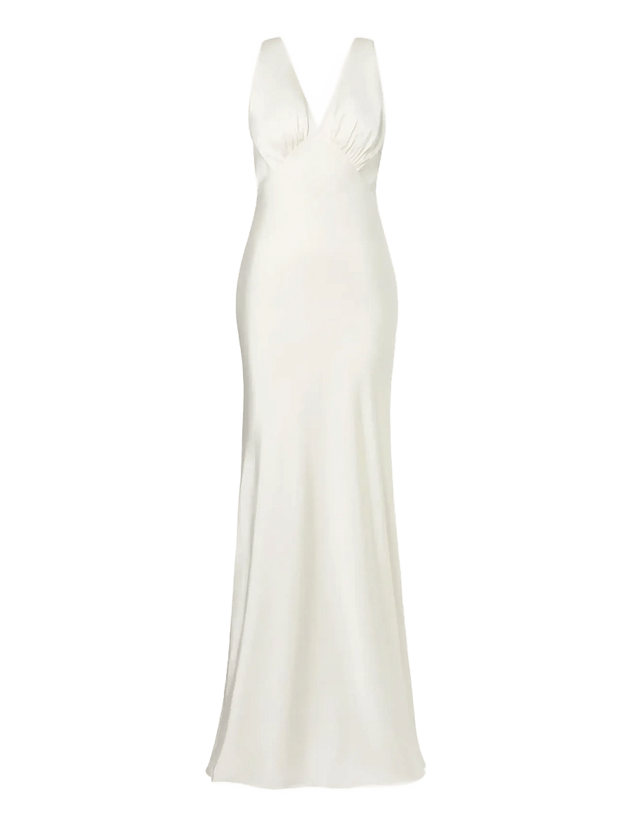 Malina - Thelma Open Back Satin Gown - brautkleider - cream - 1