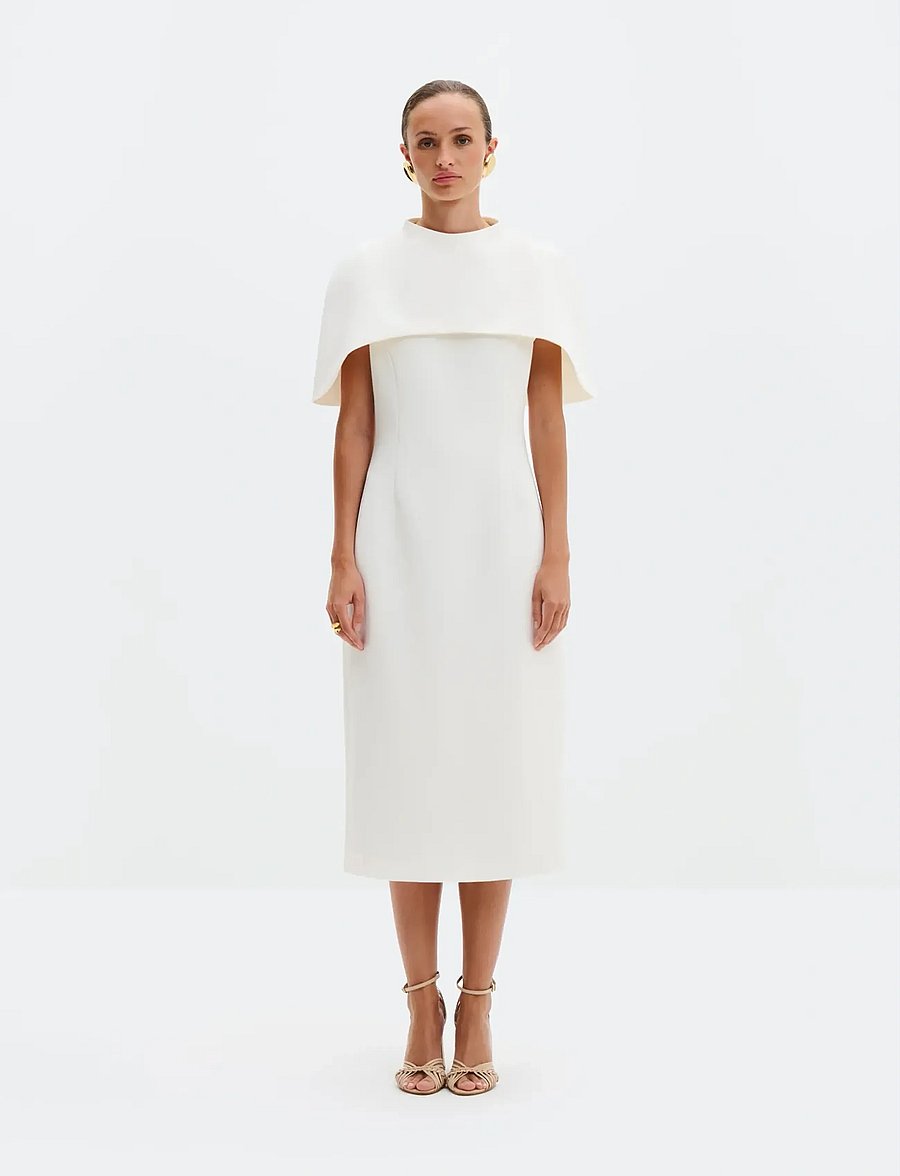 Malina - Milena Cape Midi Dress - abendkleider - cream - 0