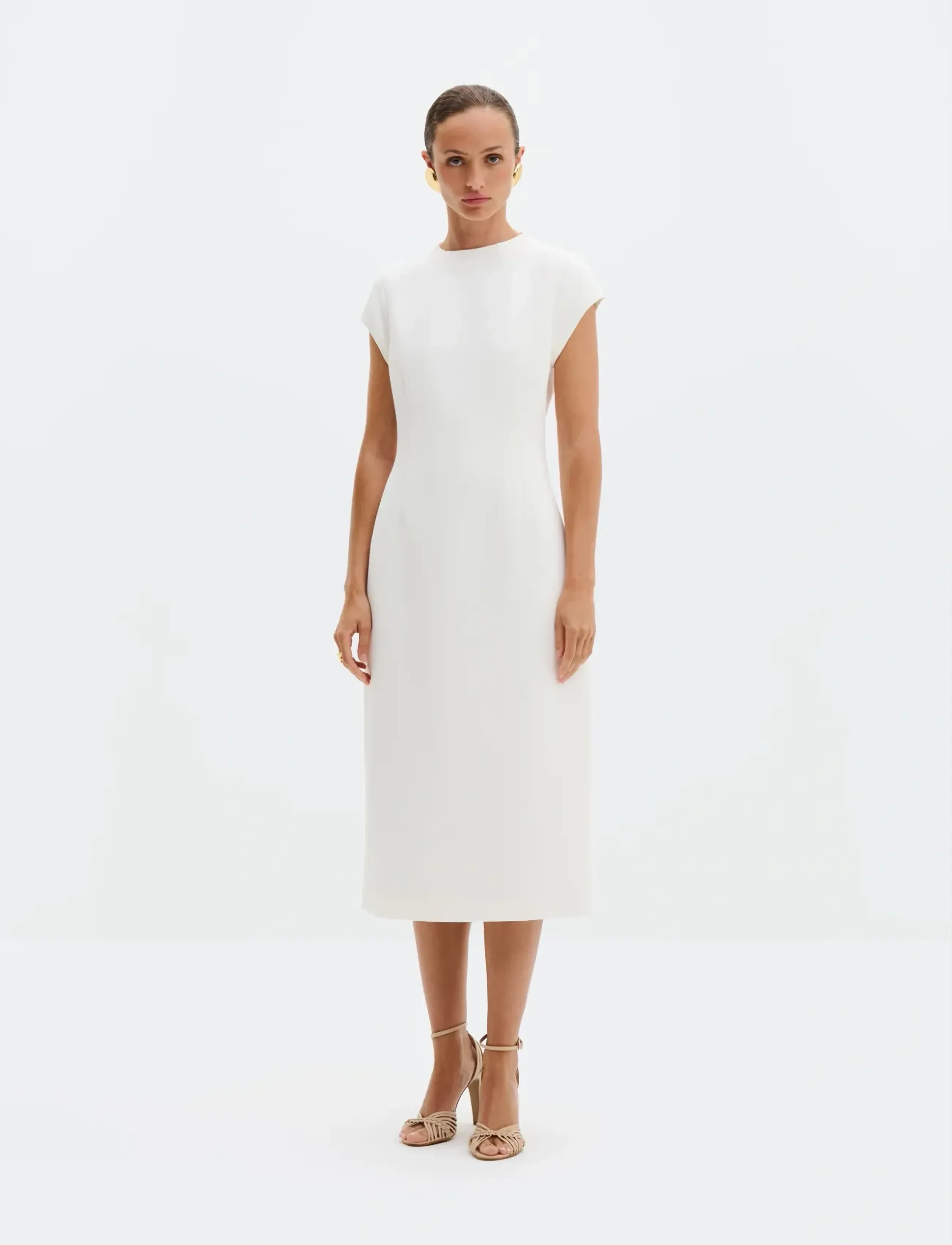Malina - Milena Cape Midi Dress - aftenkjoler - cream - 5