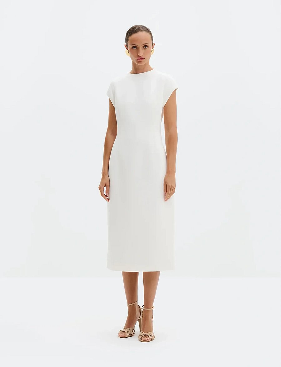 Malina - Milena Cape Midi Dress - abendkleider - cream - 5