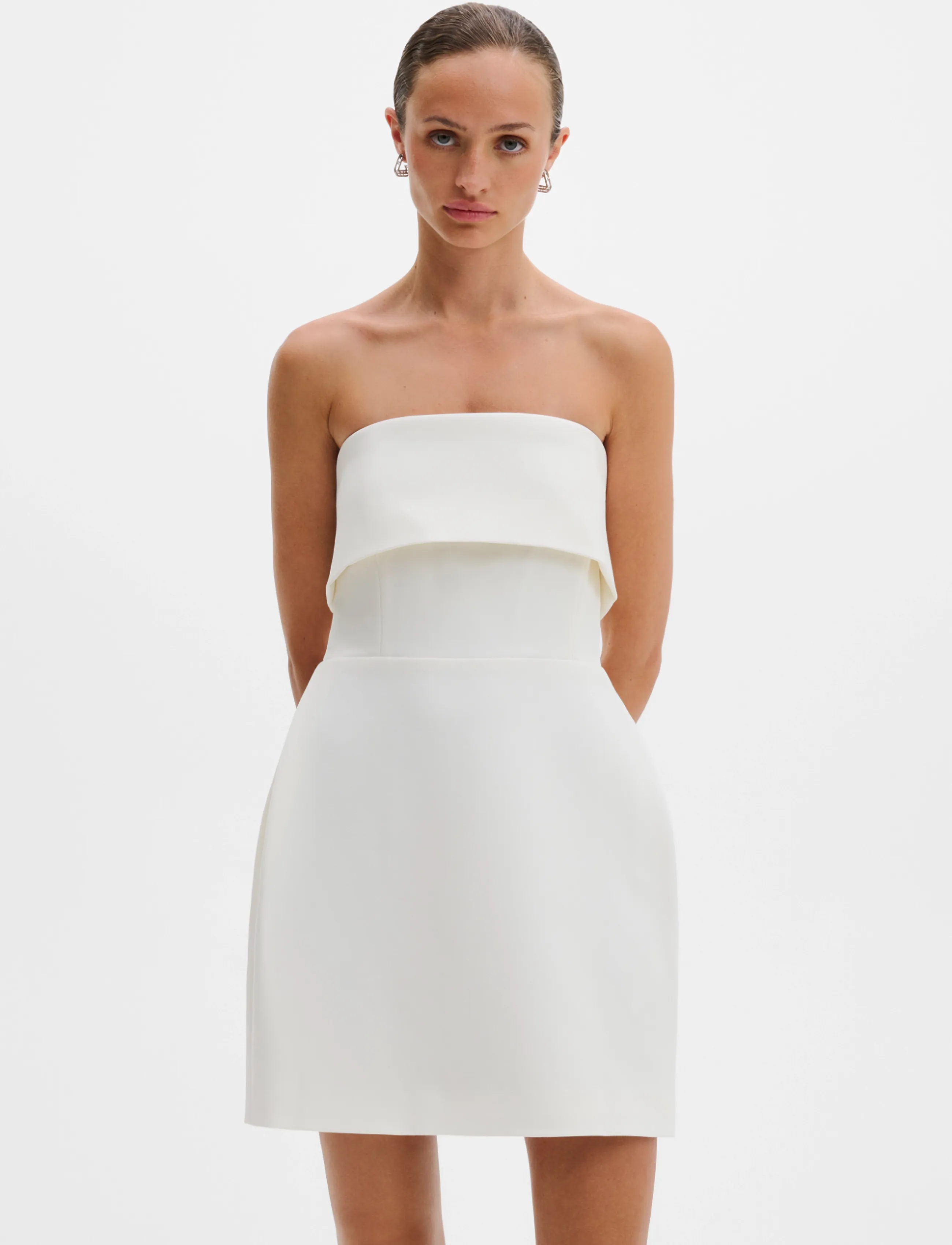 Malina - Tulia Sleeveless Marked Waist Mini Dress - cocktailkleider - cream - 2