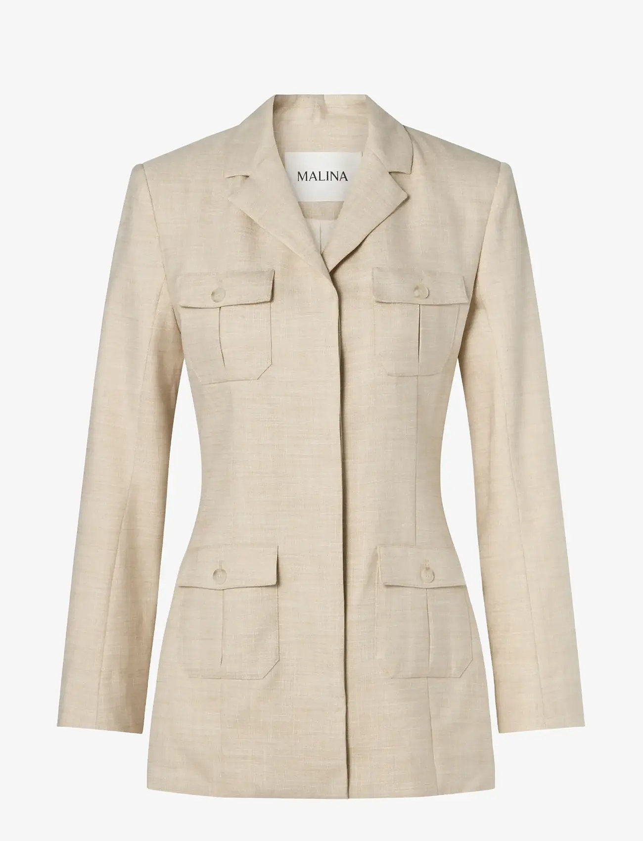 Malina - Evin Pocket Detail Blazer - enkelknäppta kavajer - sand - 1