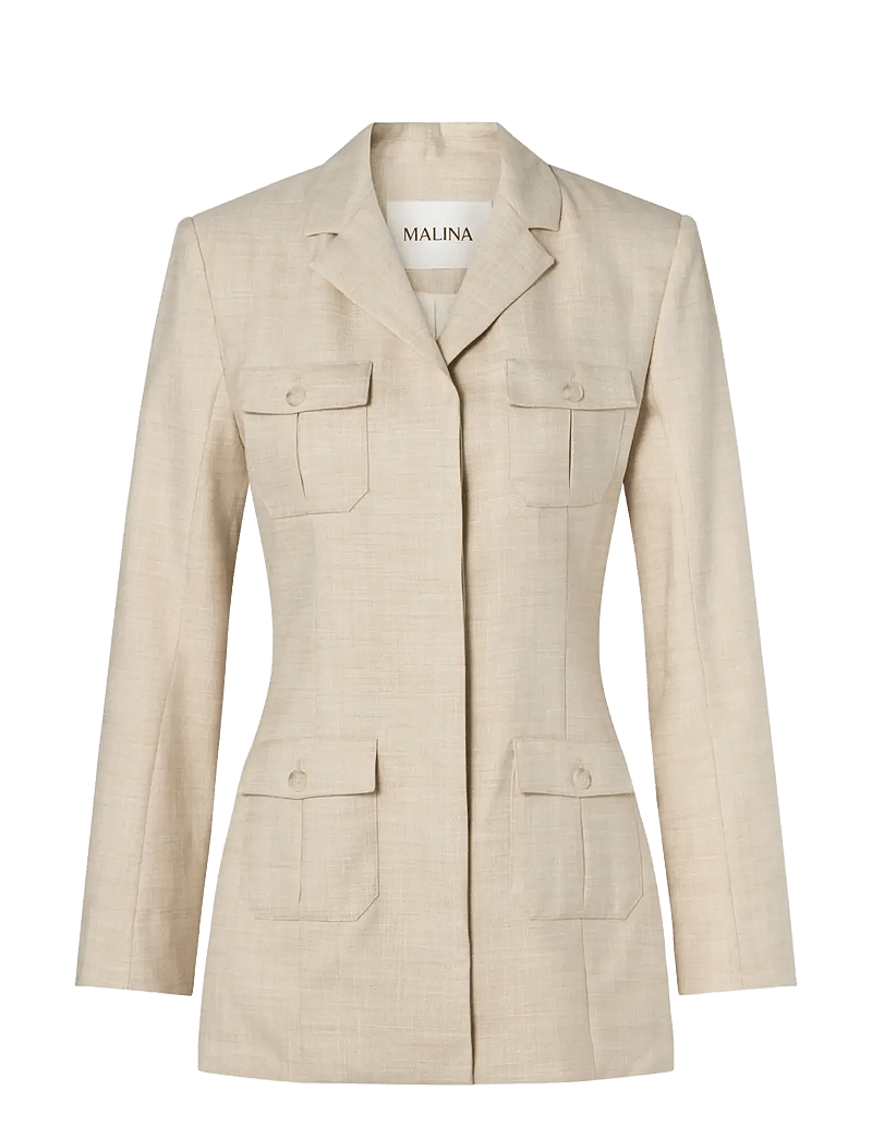 Malina - Evin Pocket Detail Blazer - enkelknäppta kavajer - sand - 1